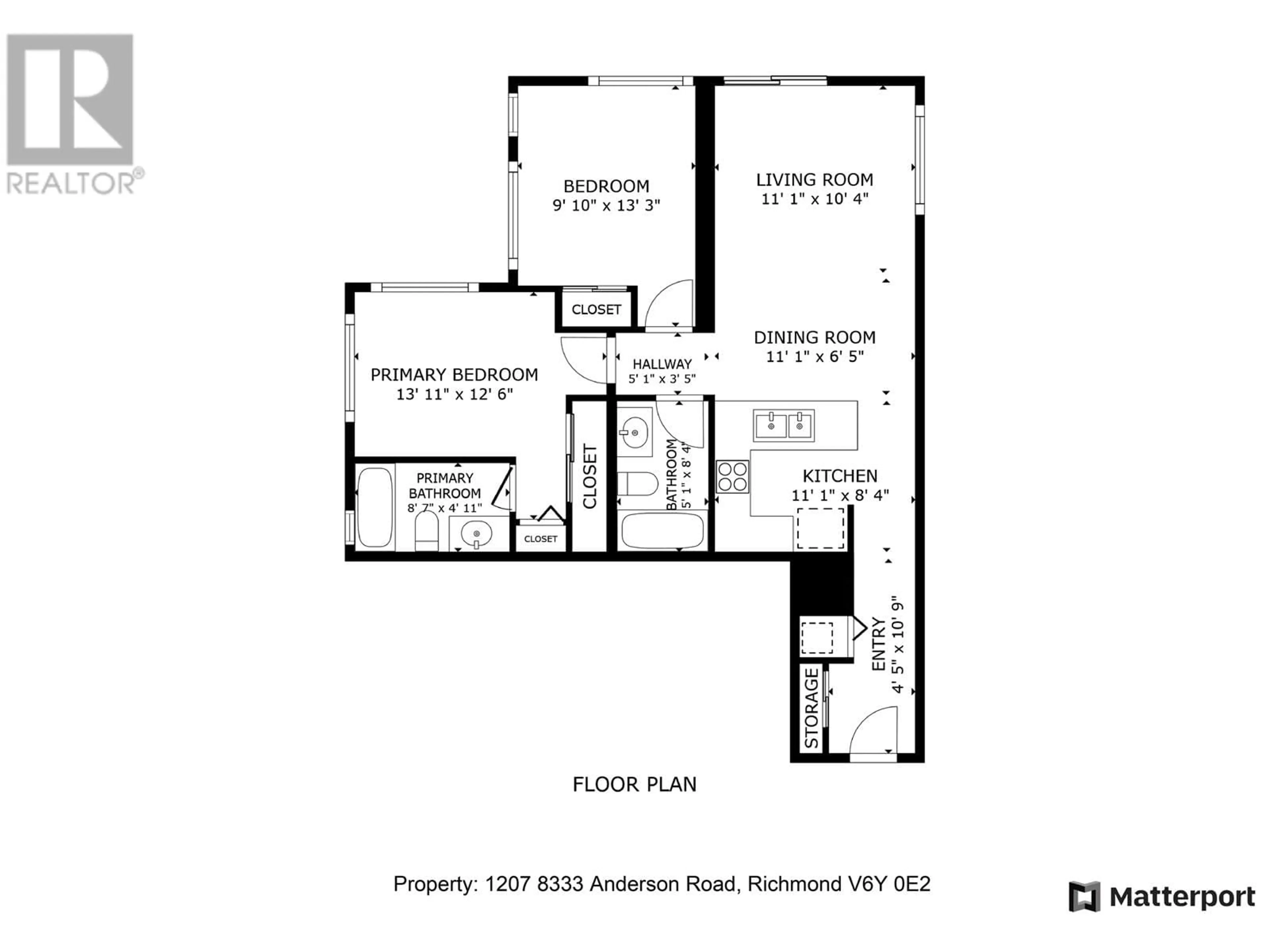 Floor plan for 1207 - 8333 ANDERSON ROAD, Richmond British Columbia V6Y0E2