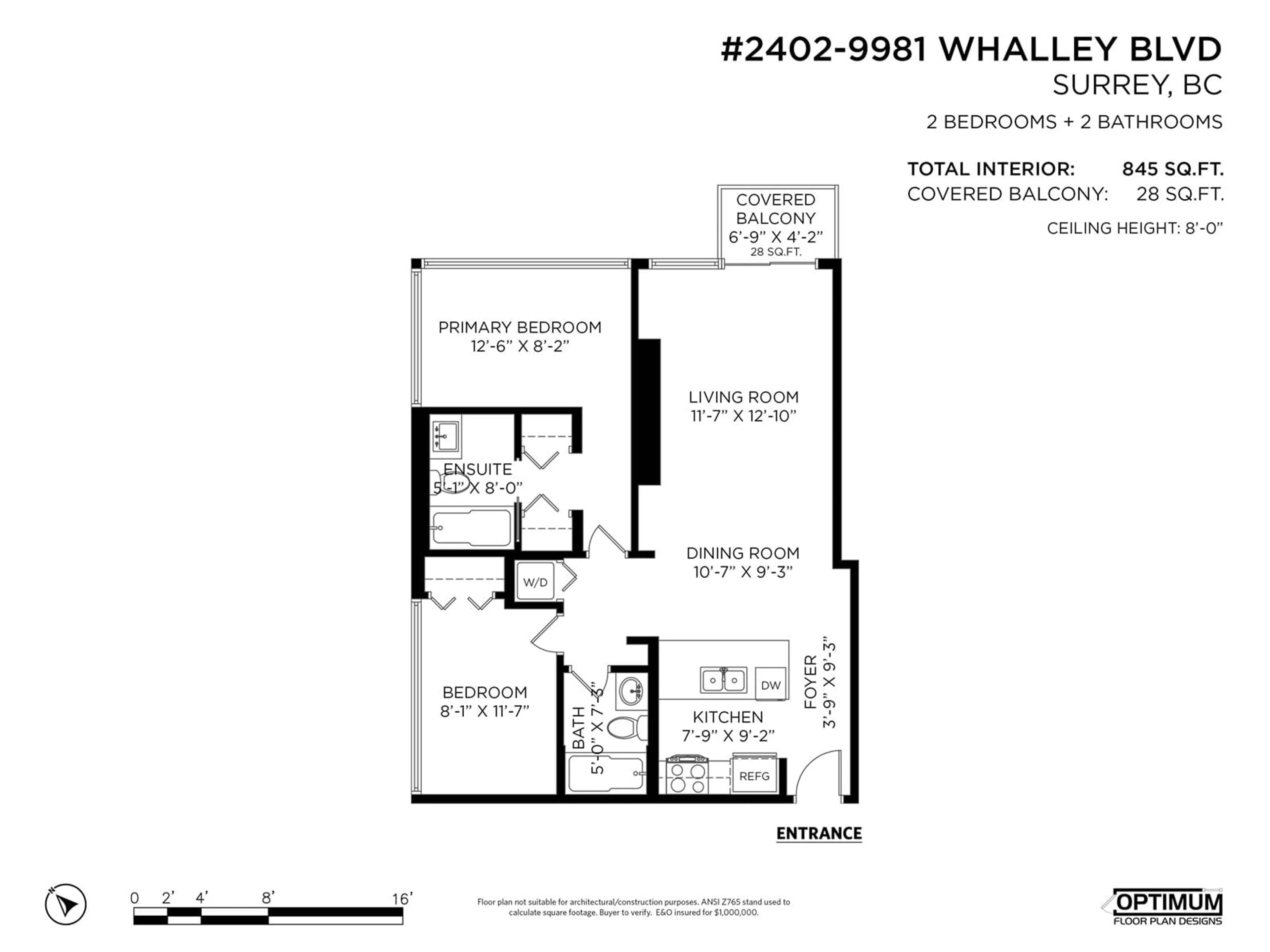 Floor plan for 2402 - 9981 WHALLEY, Surrey British Columbia V3T0G6