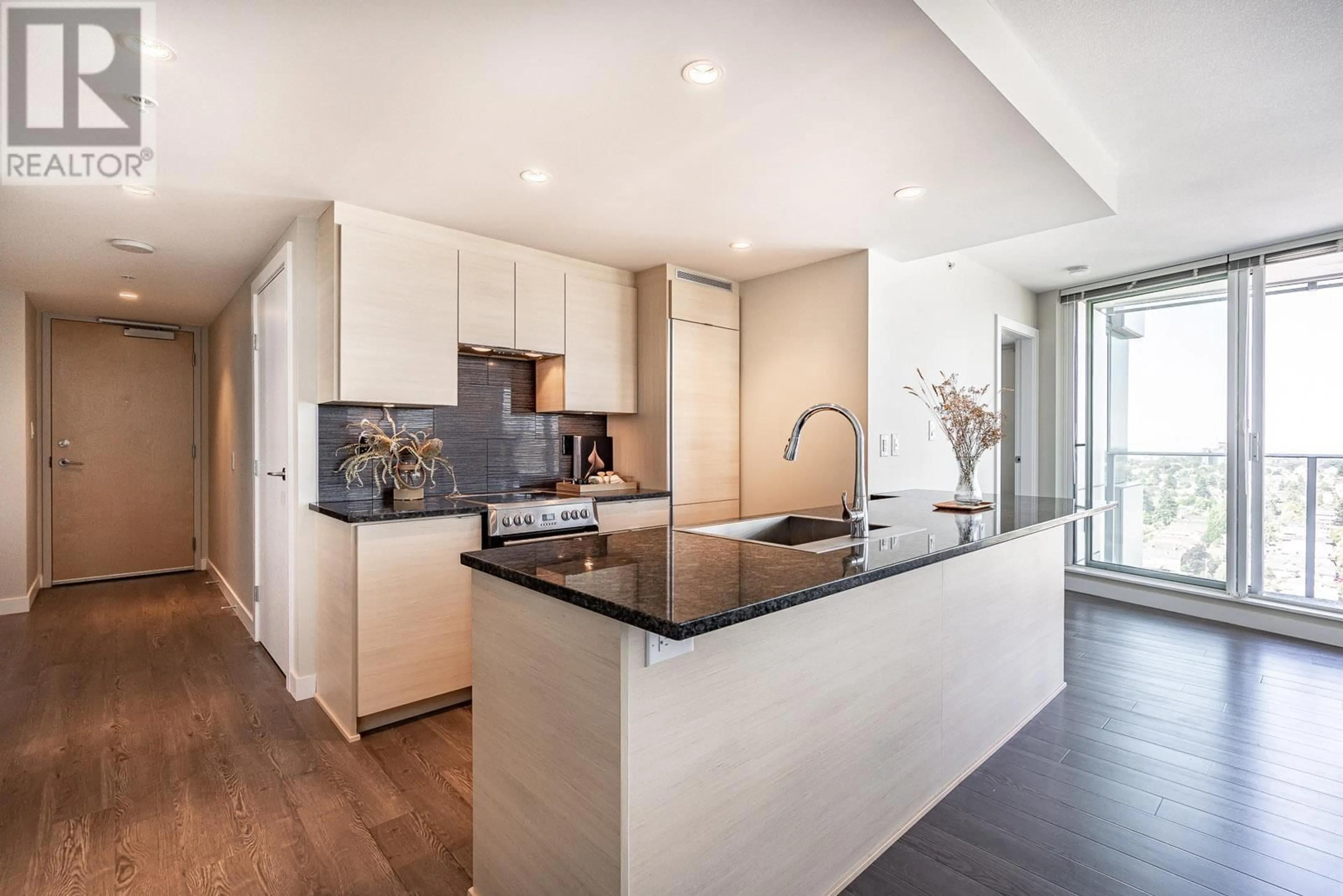 Contemporary kitchen, ceramic/tile floor for 2706 - 488 MARINE DRIVE, Vancouver British Columbia V5X0C6