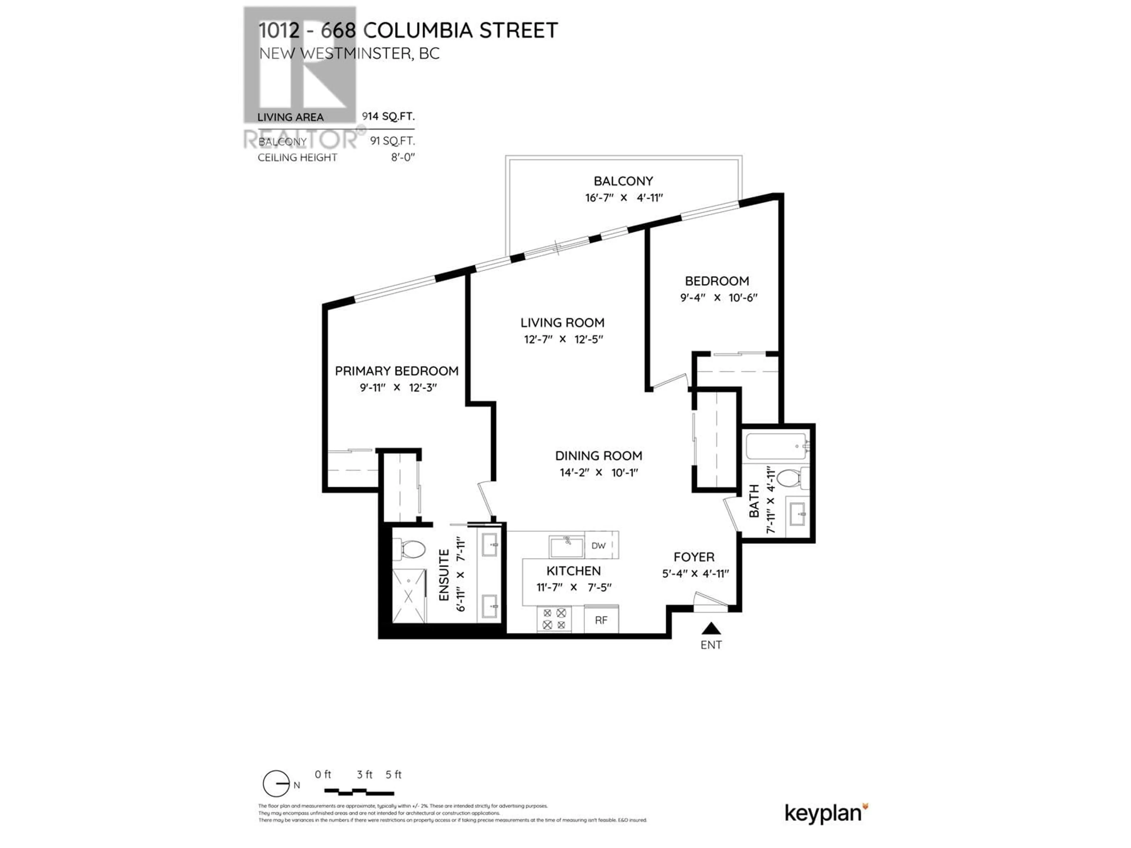 Floor plan for 1012 - 668 COLUMBIA STREET, New Westminster British Columbia V3M1A9