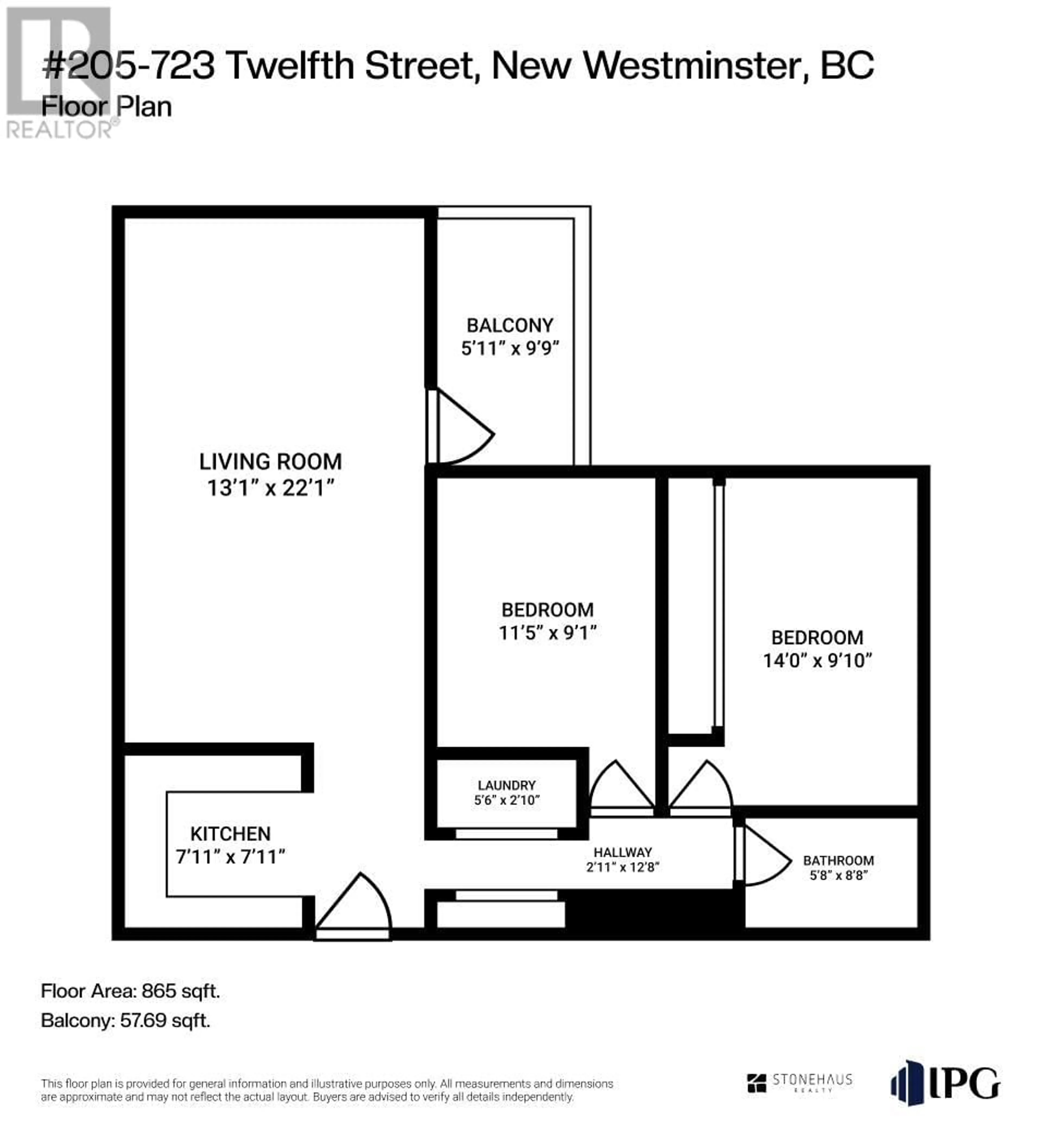 Floor plan for 205 - 723 TWELFTH STREET, New Westminster British Columbia V3M4J8