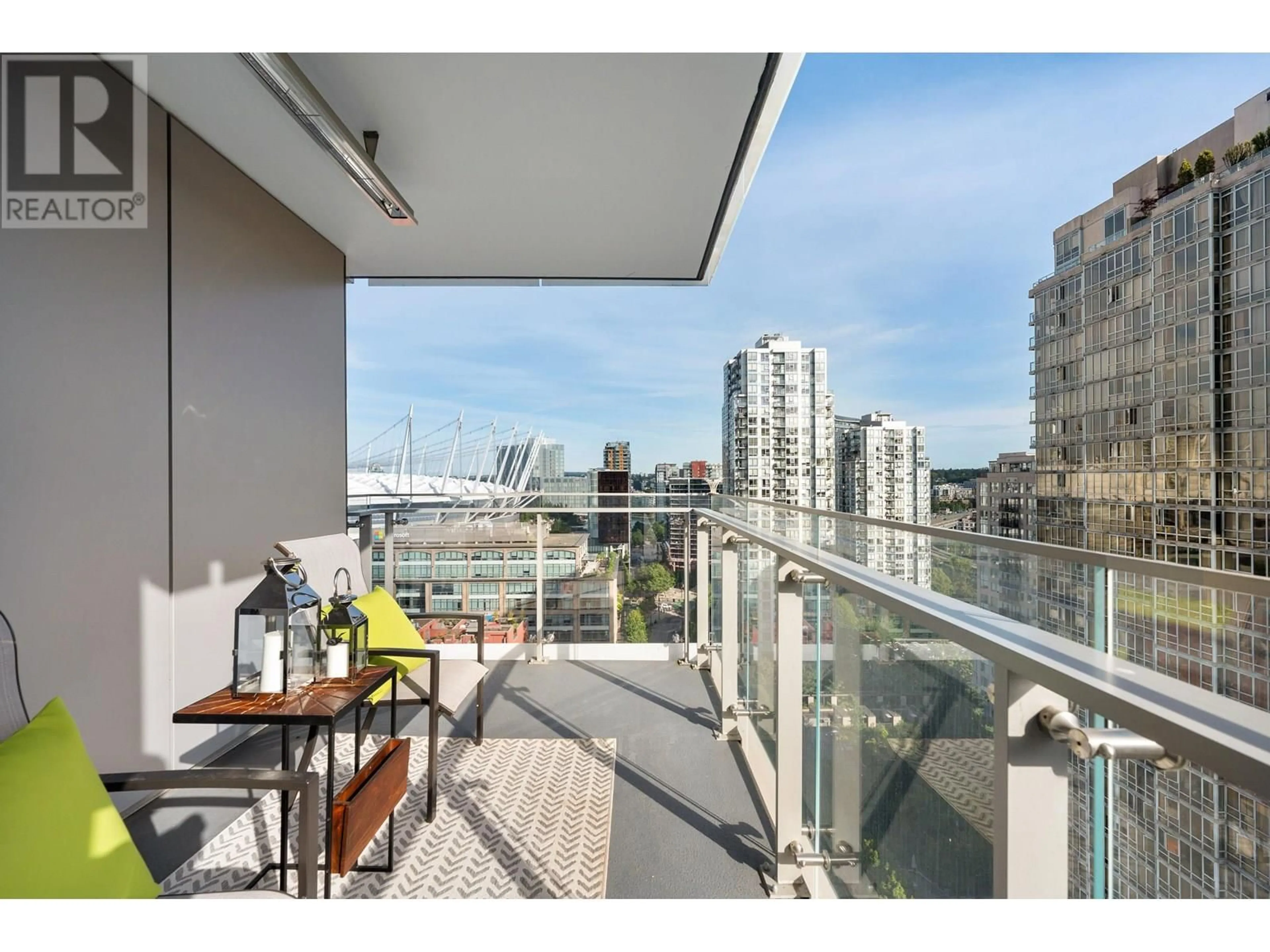Balcony in the apartment, city buildings view from balcony for 1604 - 885 CAMBIE STREET, Vancouver British Columbia V6B0R6