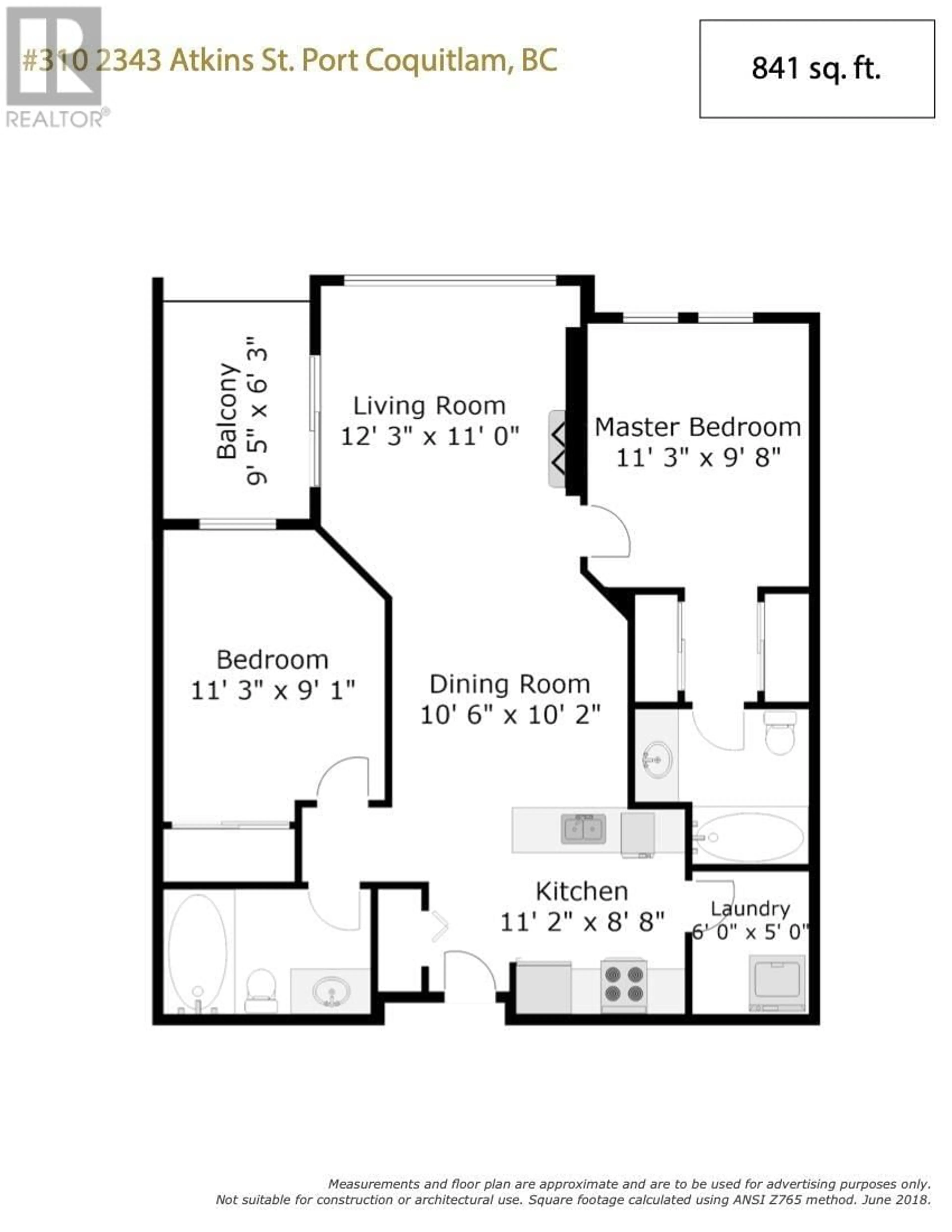 Floor plan for 310 - 2343 ATKINS AVENUE, Port Coquitlam British Columbia V3C1Y7