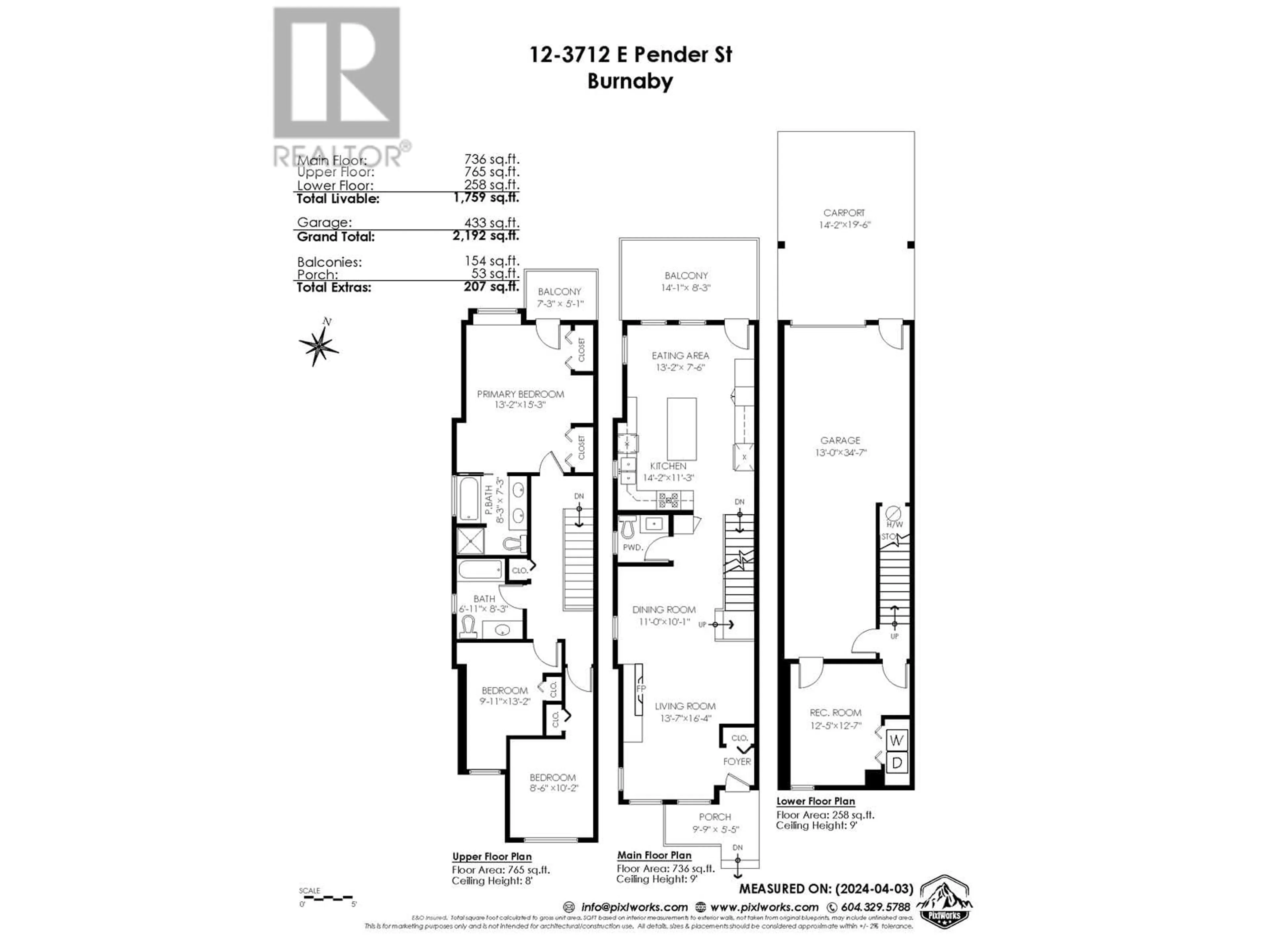 Floor plan for 12 - 3712 PENDER STREET, Burnaby British Columbia V5C2L3