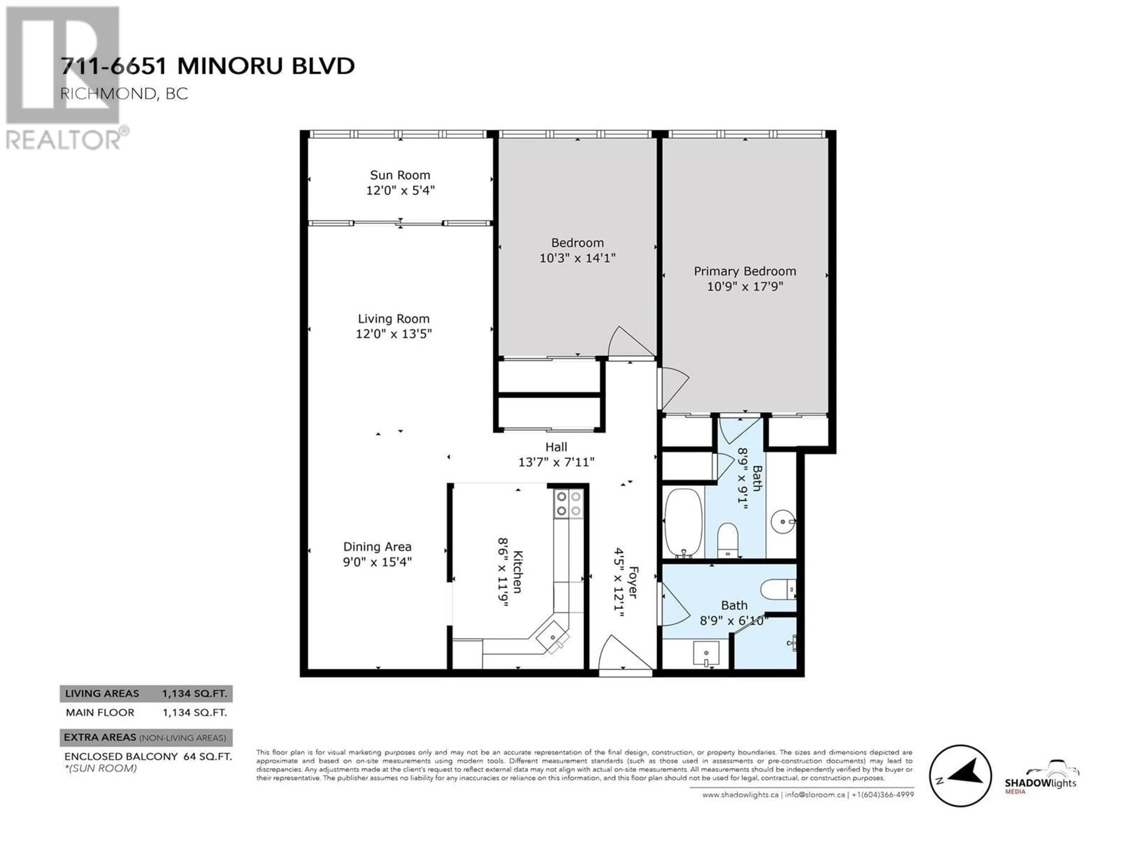 Floor plan for 711 - 6651 MINORU BOULEVARD, Richmond British Columbia V6V1Z2
