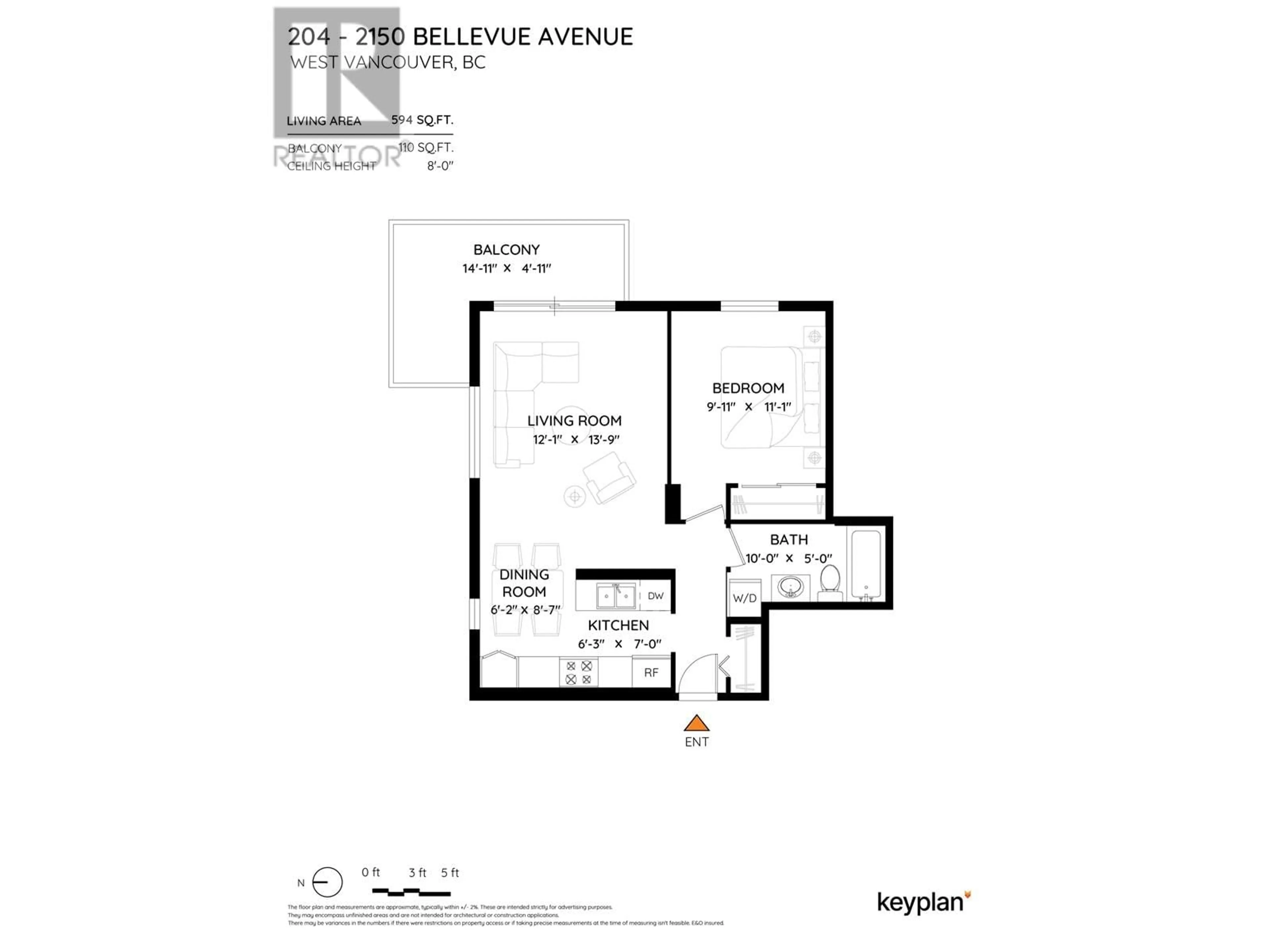Floor plan for 204 - 2150 BELLEVUE AVENUE, West Vancouver British Columbia V7V1C3