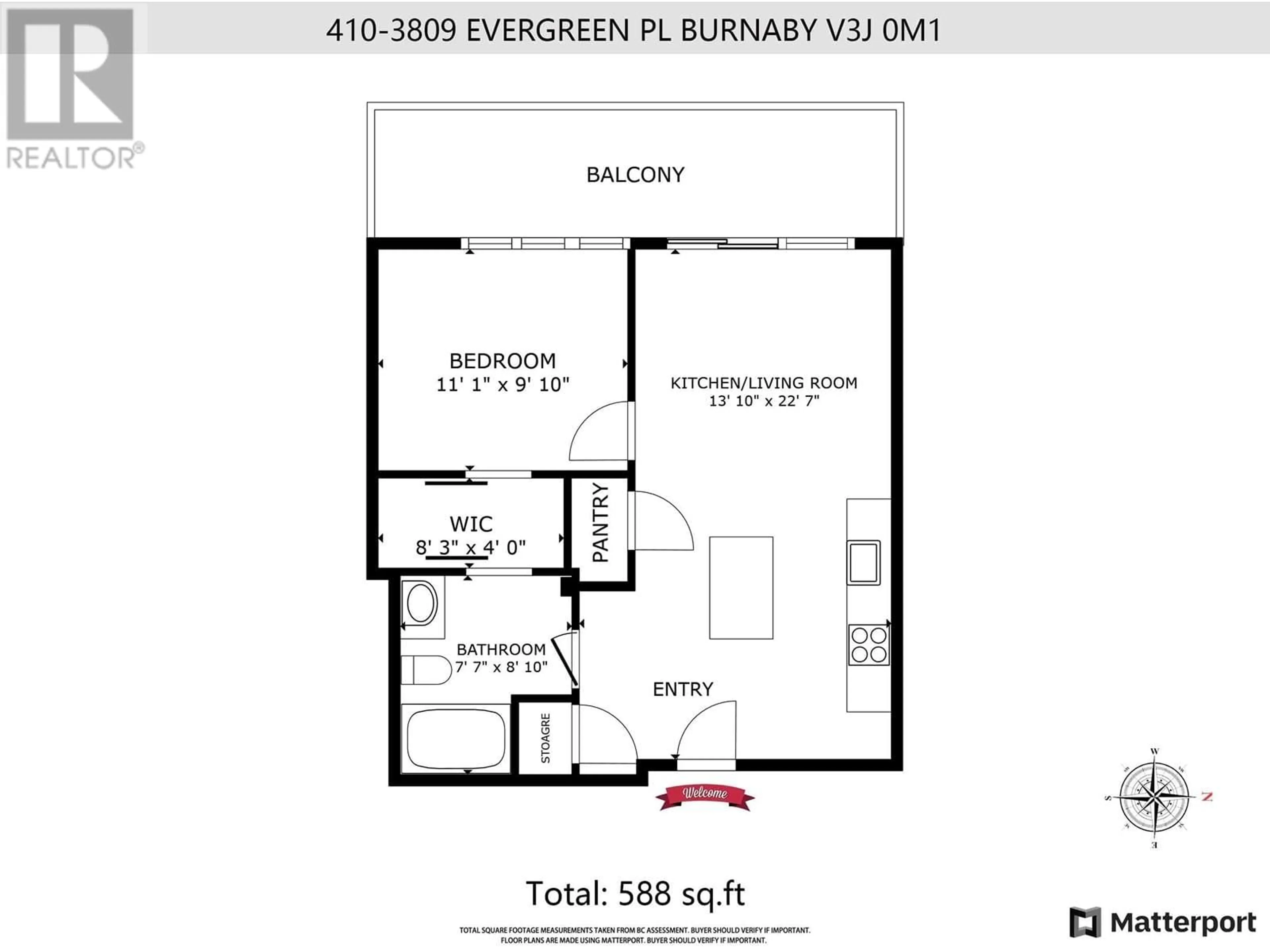 Floor plan for 410 - 3809 EVERGREEN PLACE, Burnaby British Columbia V3J0M1