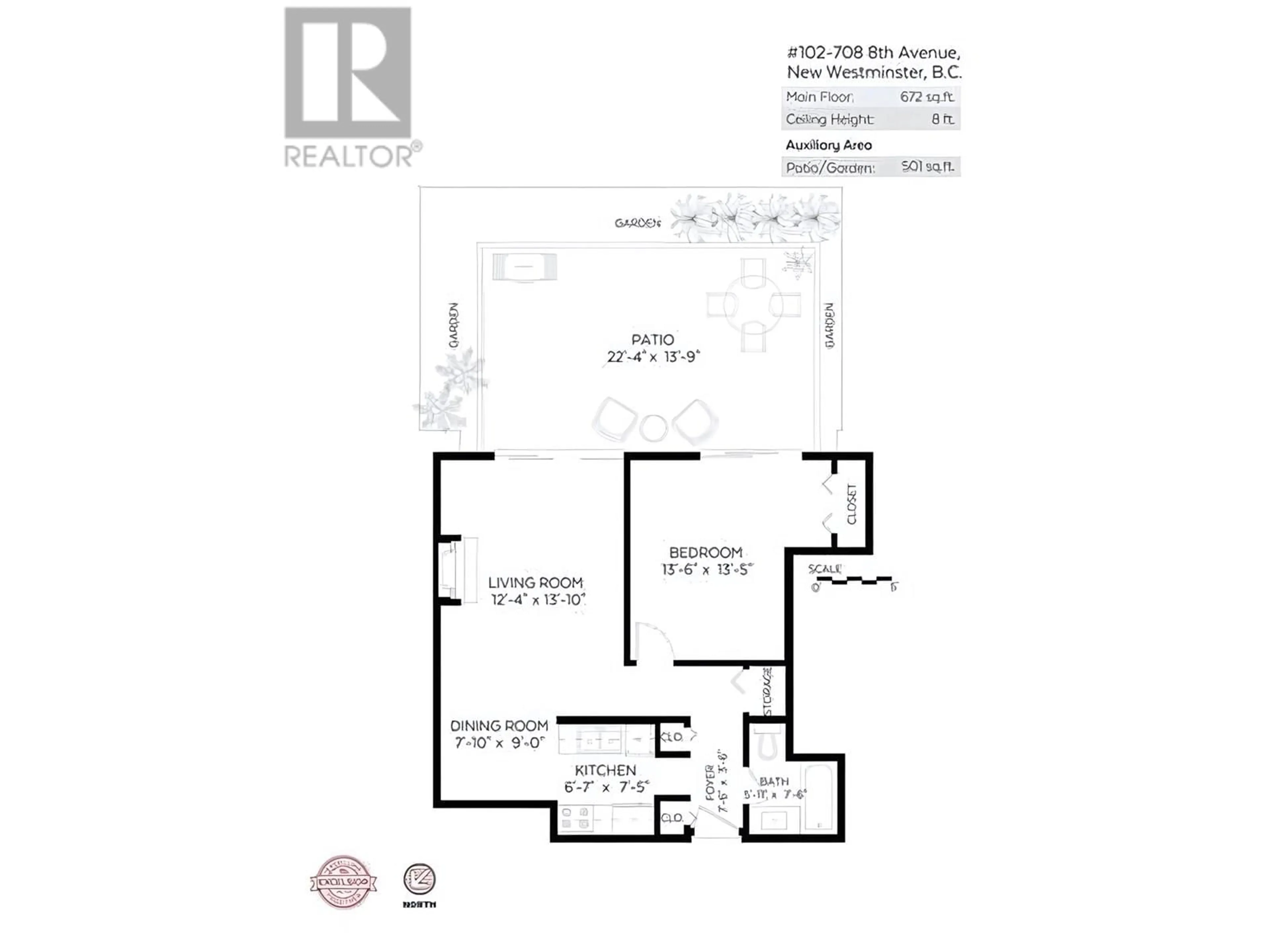 Floor plan for 102 - 708 EIGHTH AVENUE, New Westminster British Columbia V3M2R3