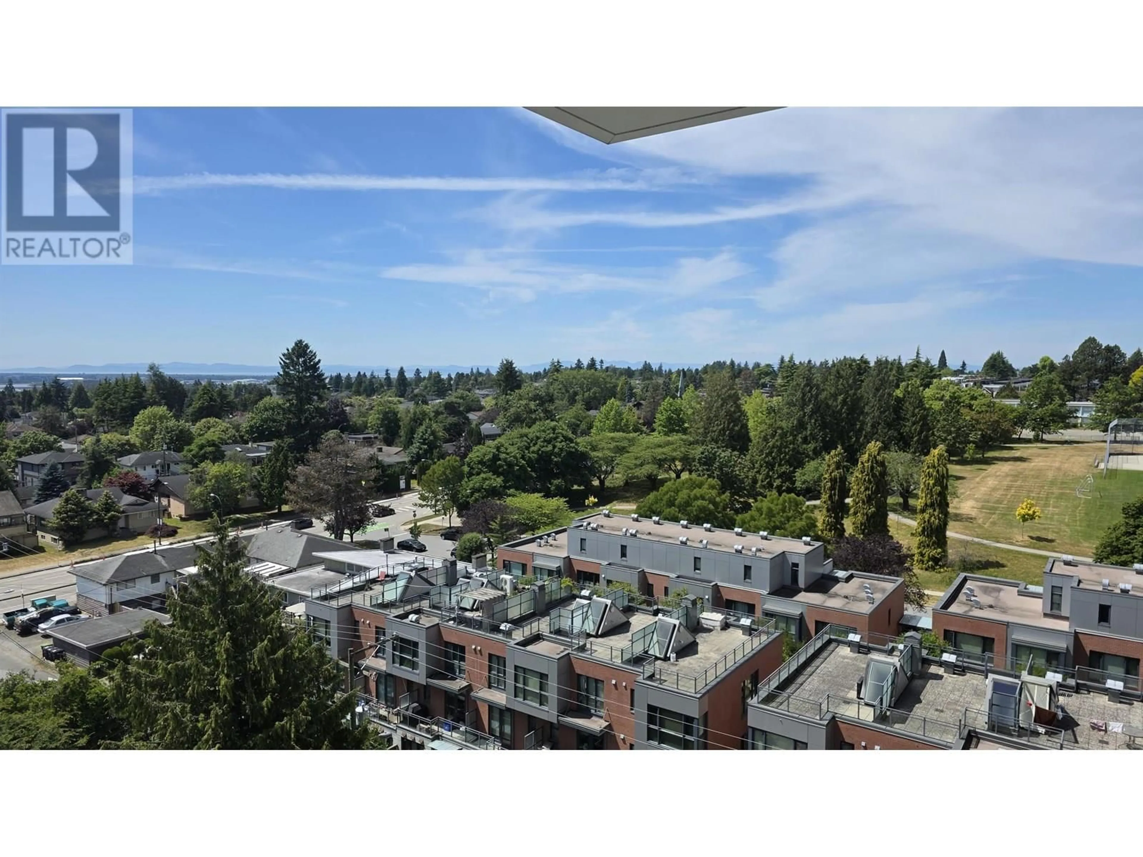 A pic from outside/outdoor area/front of a property/back of a property/a pic from drone, city buildings view from balcony for 907 - 6383 CAMBIE STREET, Vancouver British Columbia V5Z0G7