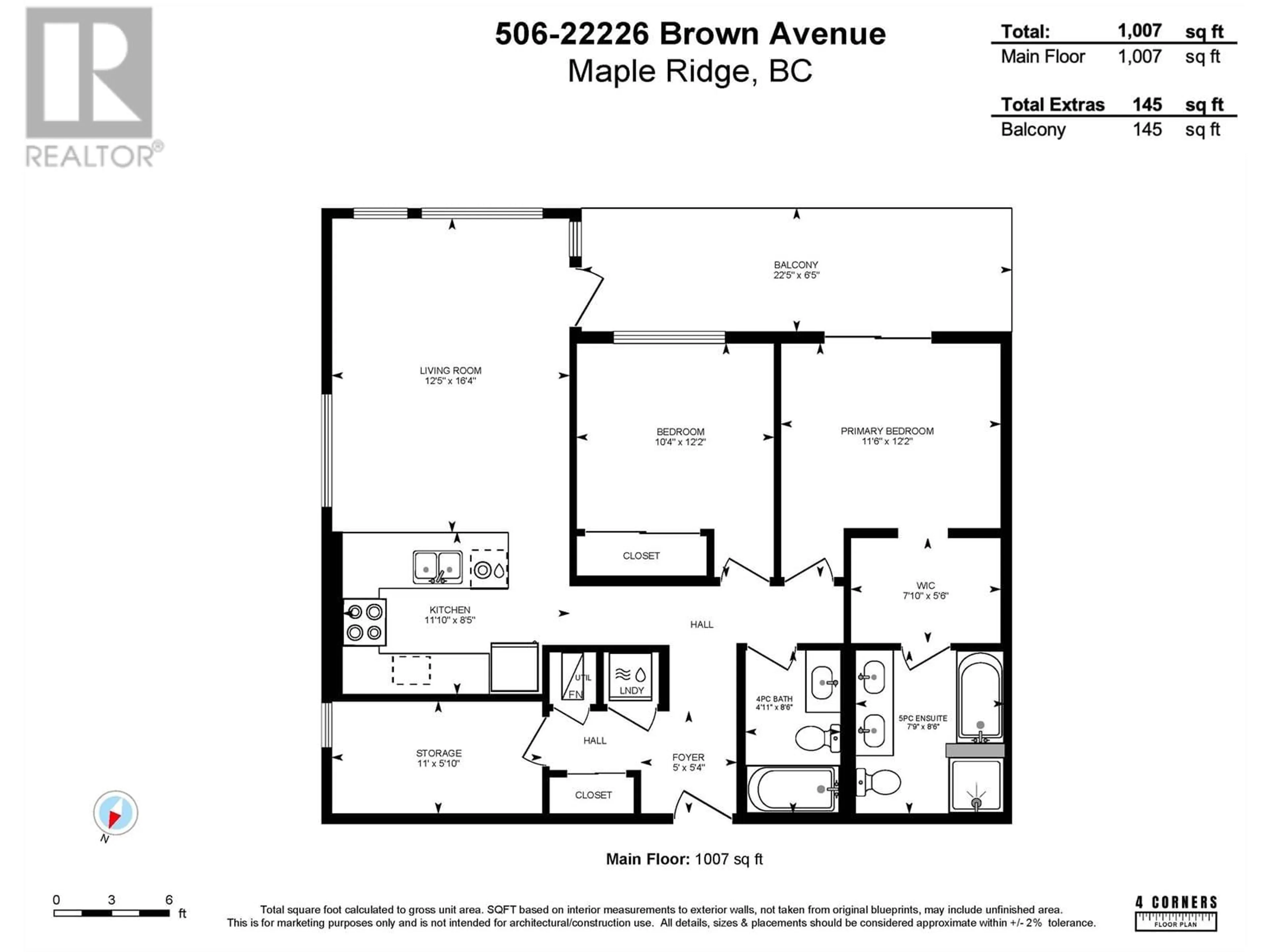 Floor plan for 506 - 22226 BROWN AVENUE, Maple Ridge British Columbia V2X4R2