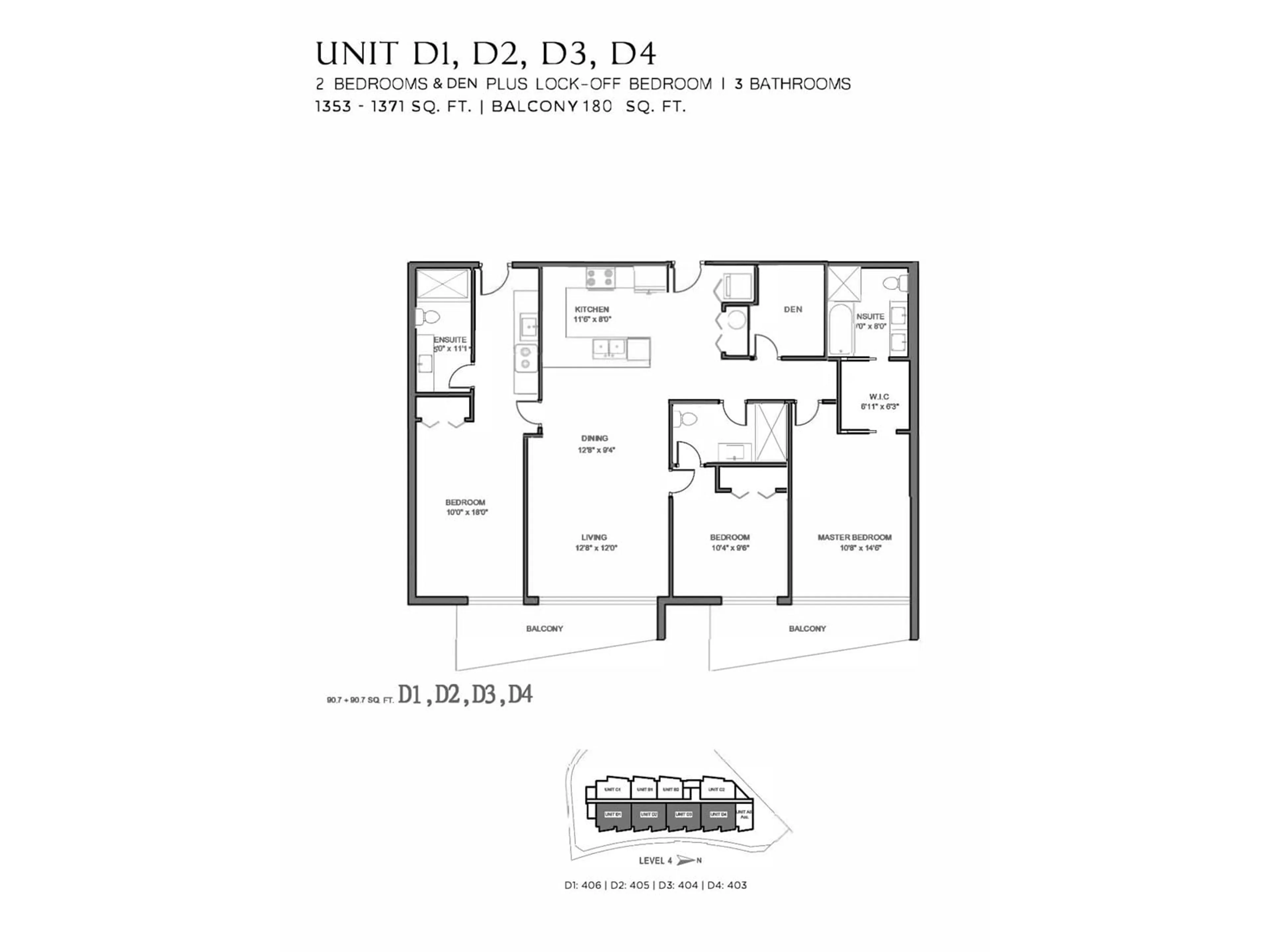Floor plan for 403 - 2233 156, Surrey British Columbia V4A4V3