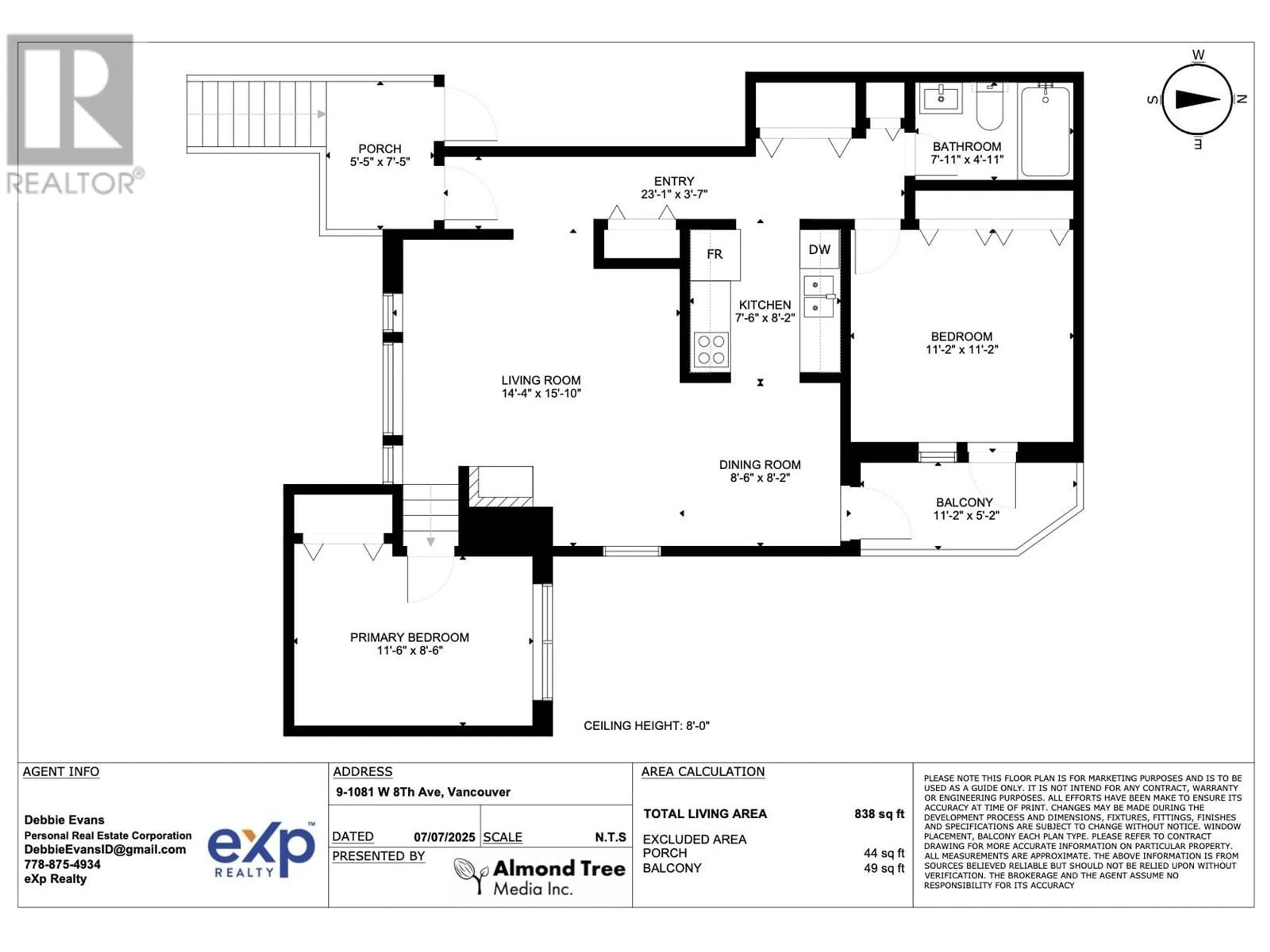 Floor plan for 9 - 1081 8TH AVENUE, Vancouver British Columbia V6H1C3