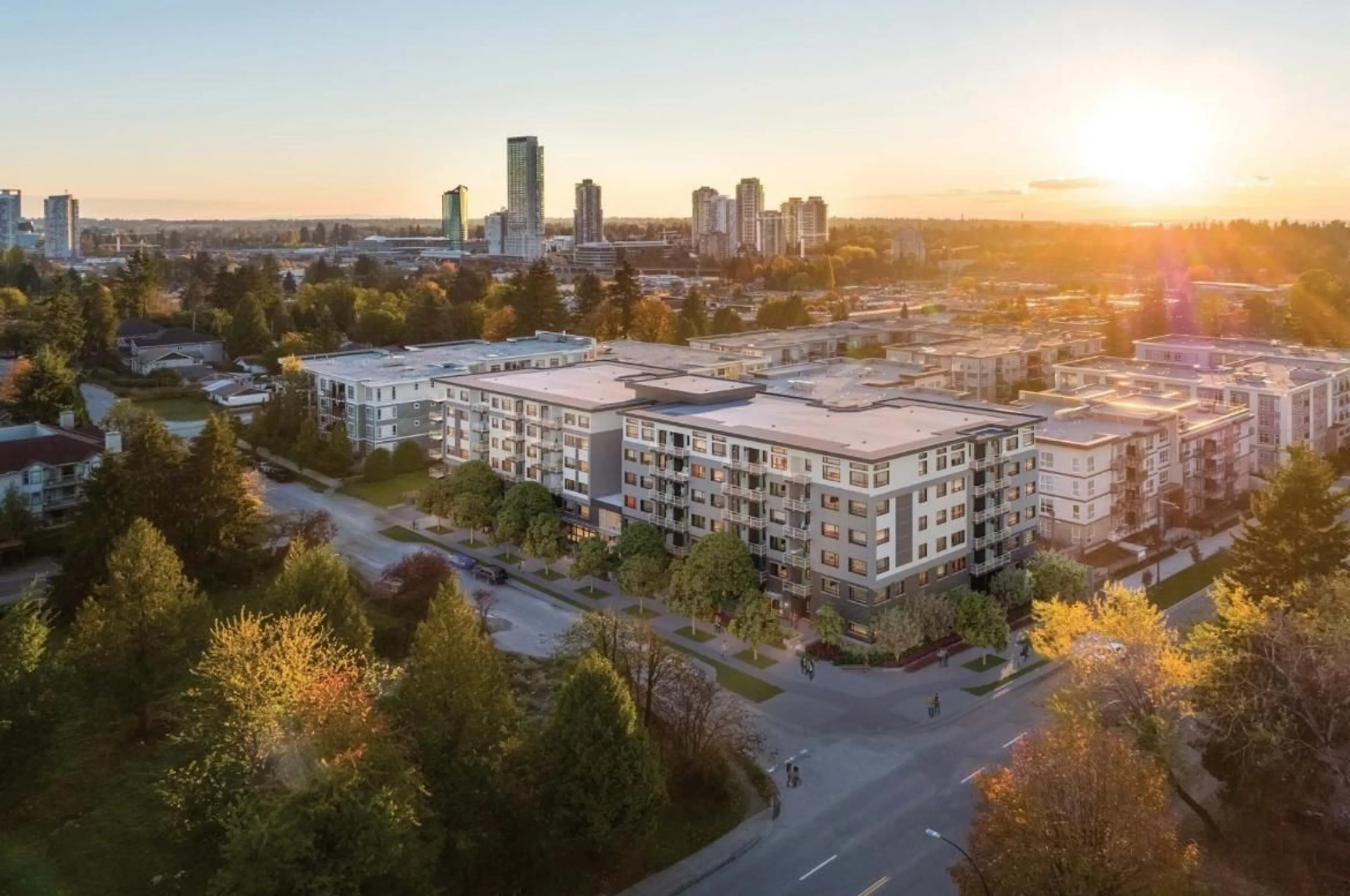 A pic from outside/outdoor area/front of a property/back of a property/a pic from drone, city buildings view from balcony for 118 - 10777 138, Surrey British Columbia V3T0T5