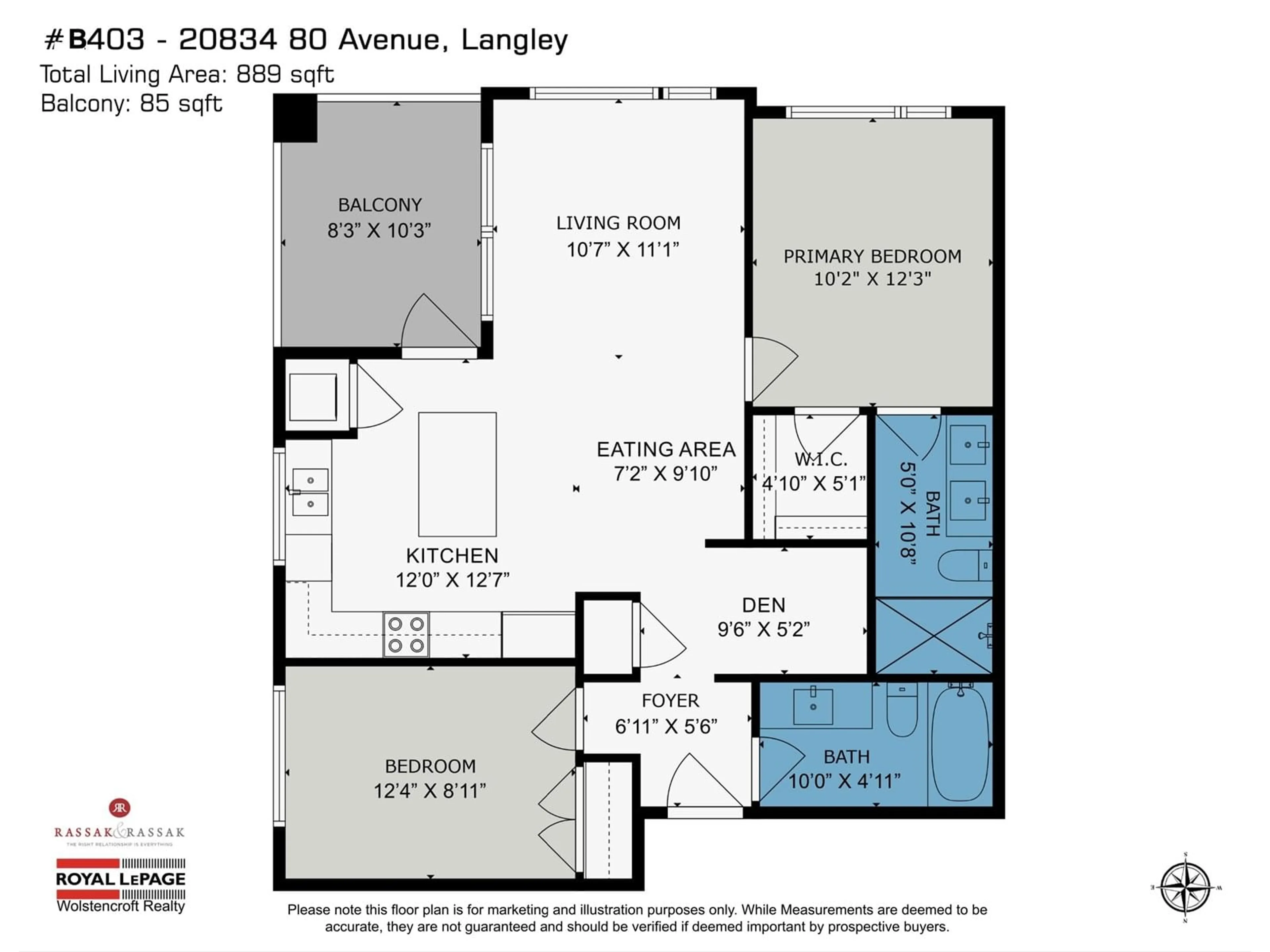 Floor plan for B403 - 20834 80, Langley British Columbia V2Y3M3