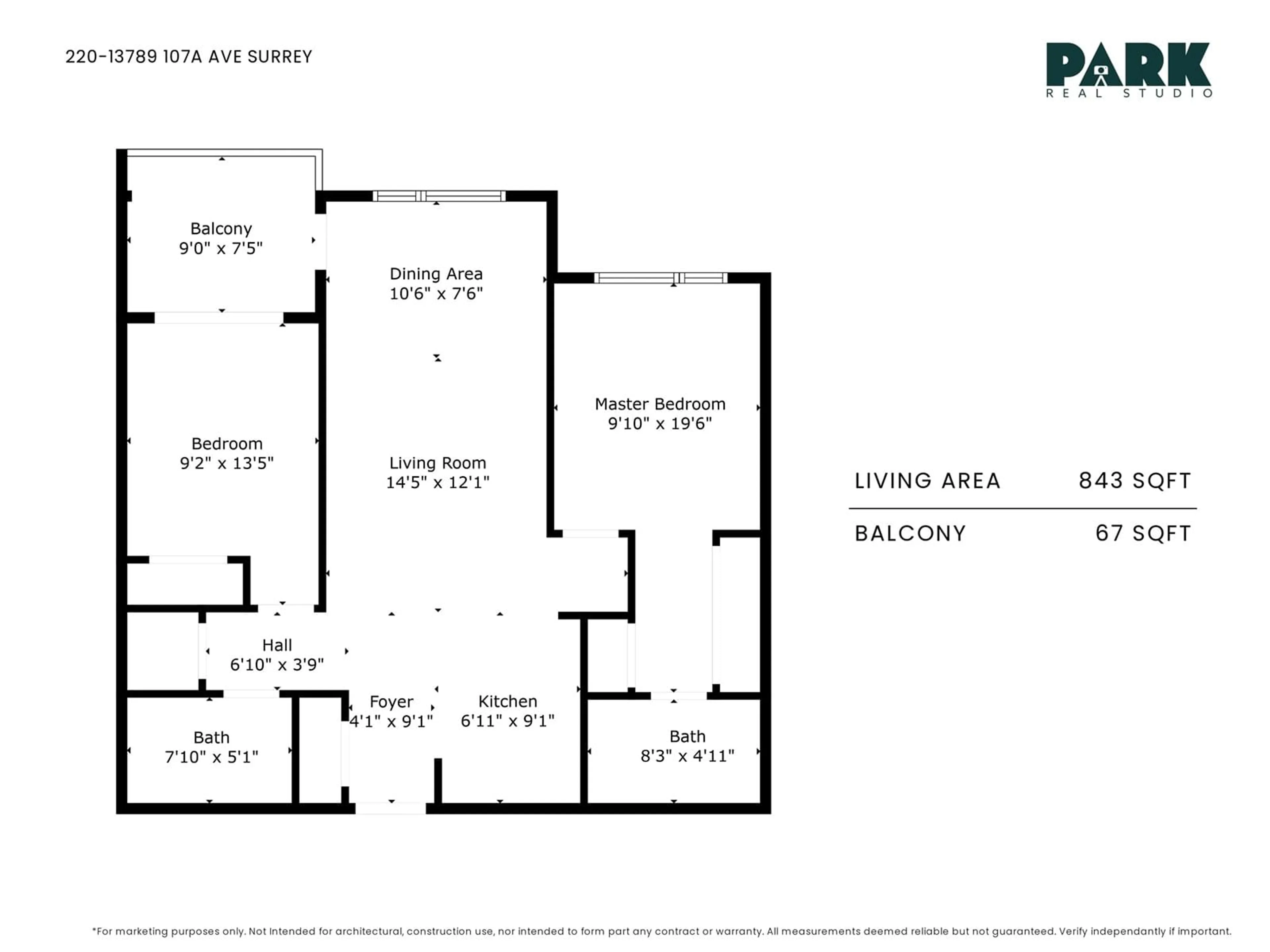 Floor plan for 220 - 13789 107A, Surrey British Columbia V3T0B8