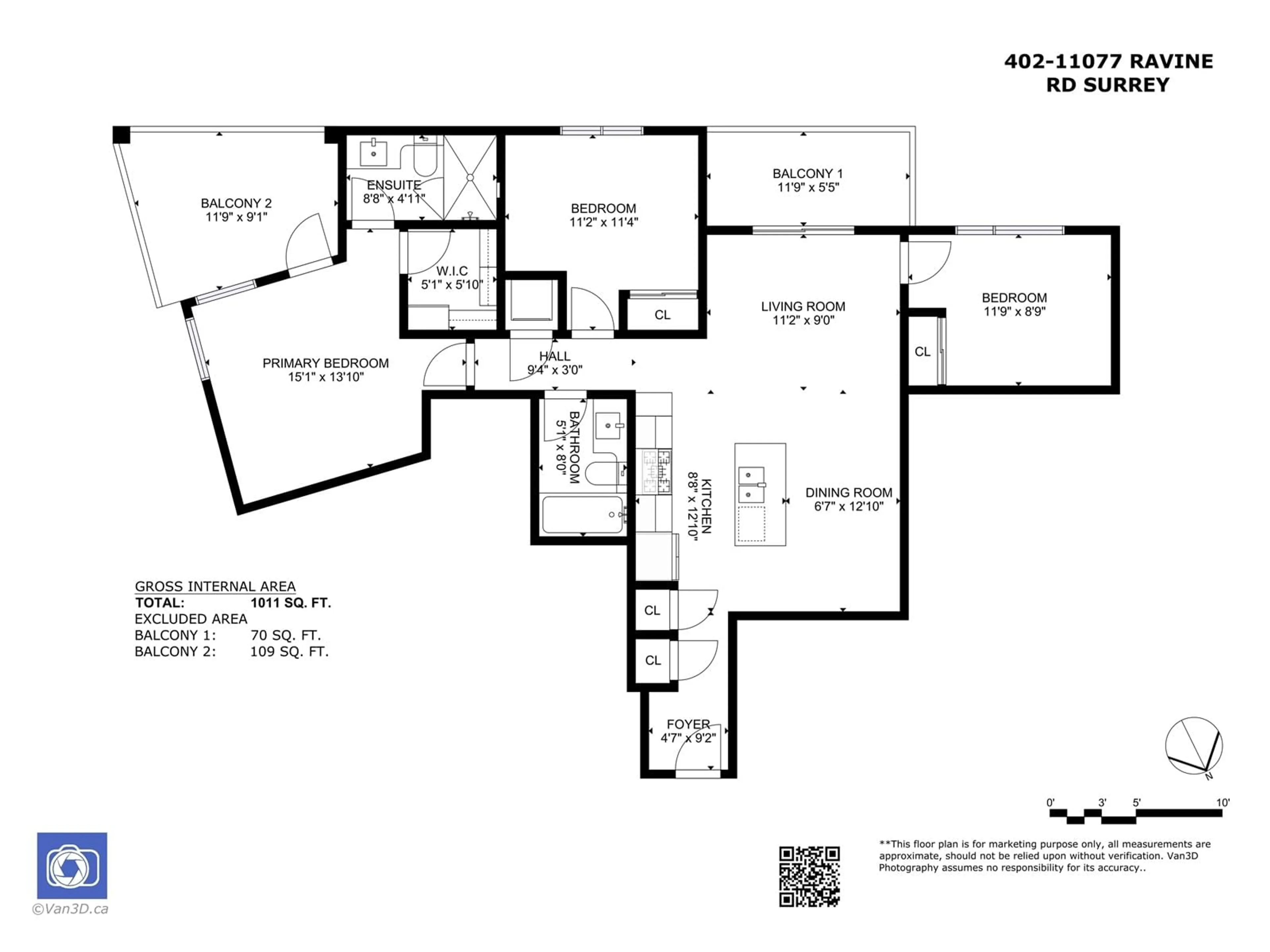 Floor plan for 402 - 11077 RAVINE, Surrey British Columbia V3T5S2
