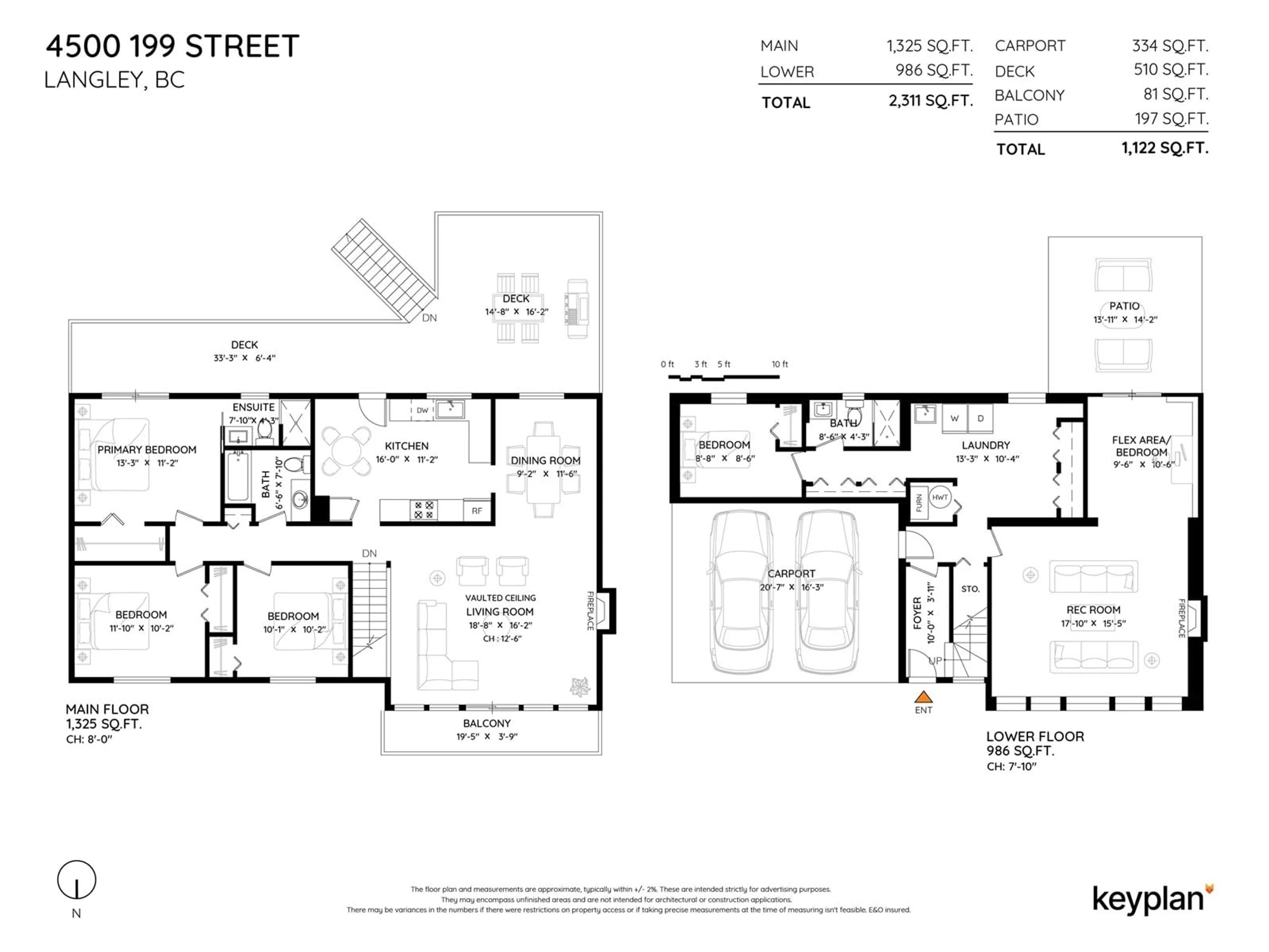 Floor plan for 4500 199, Langley British Columbia V3A6A1