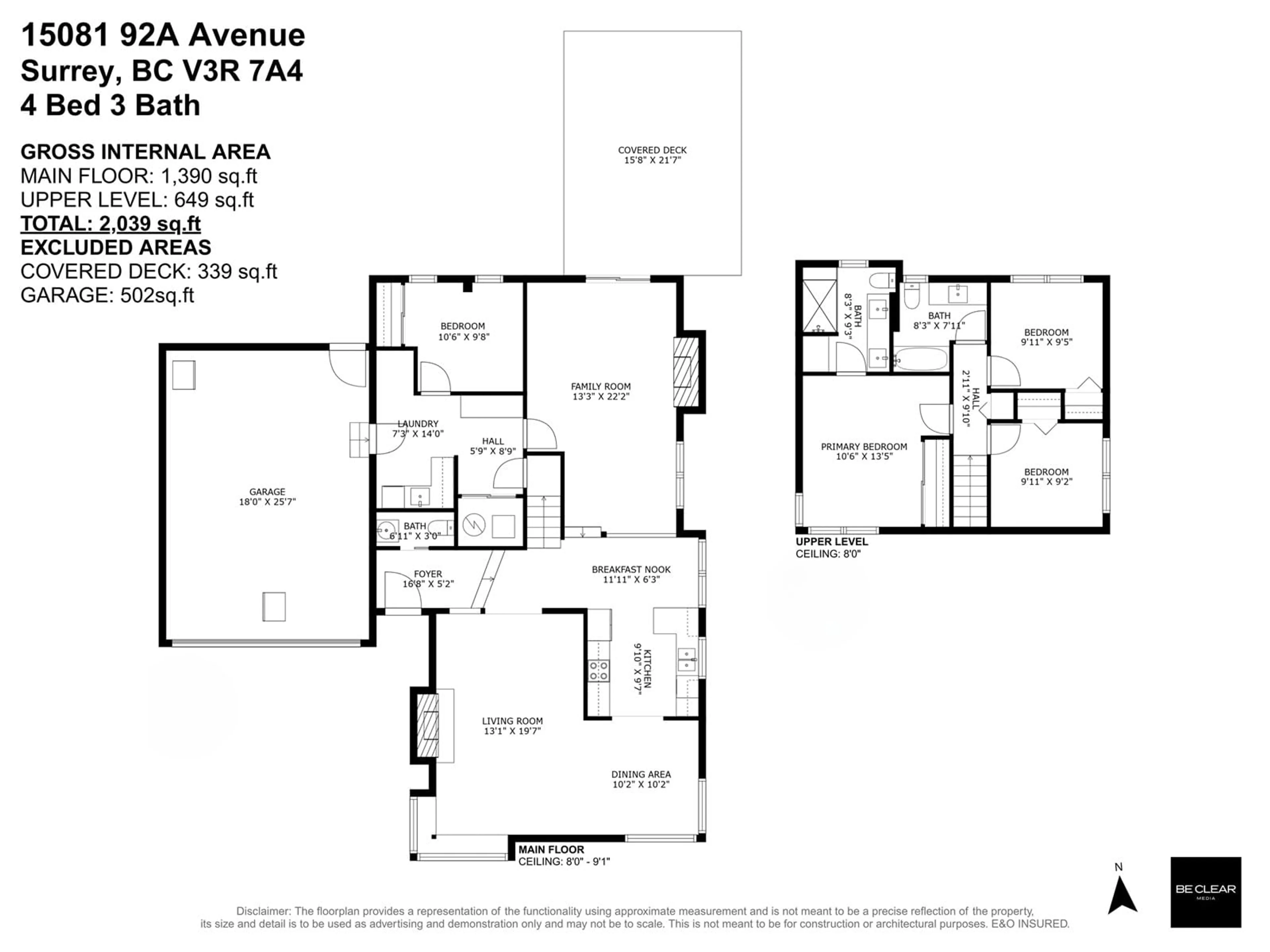Floor plan for 15081 92A, Surrey British Columbia V3R7A4