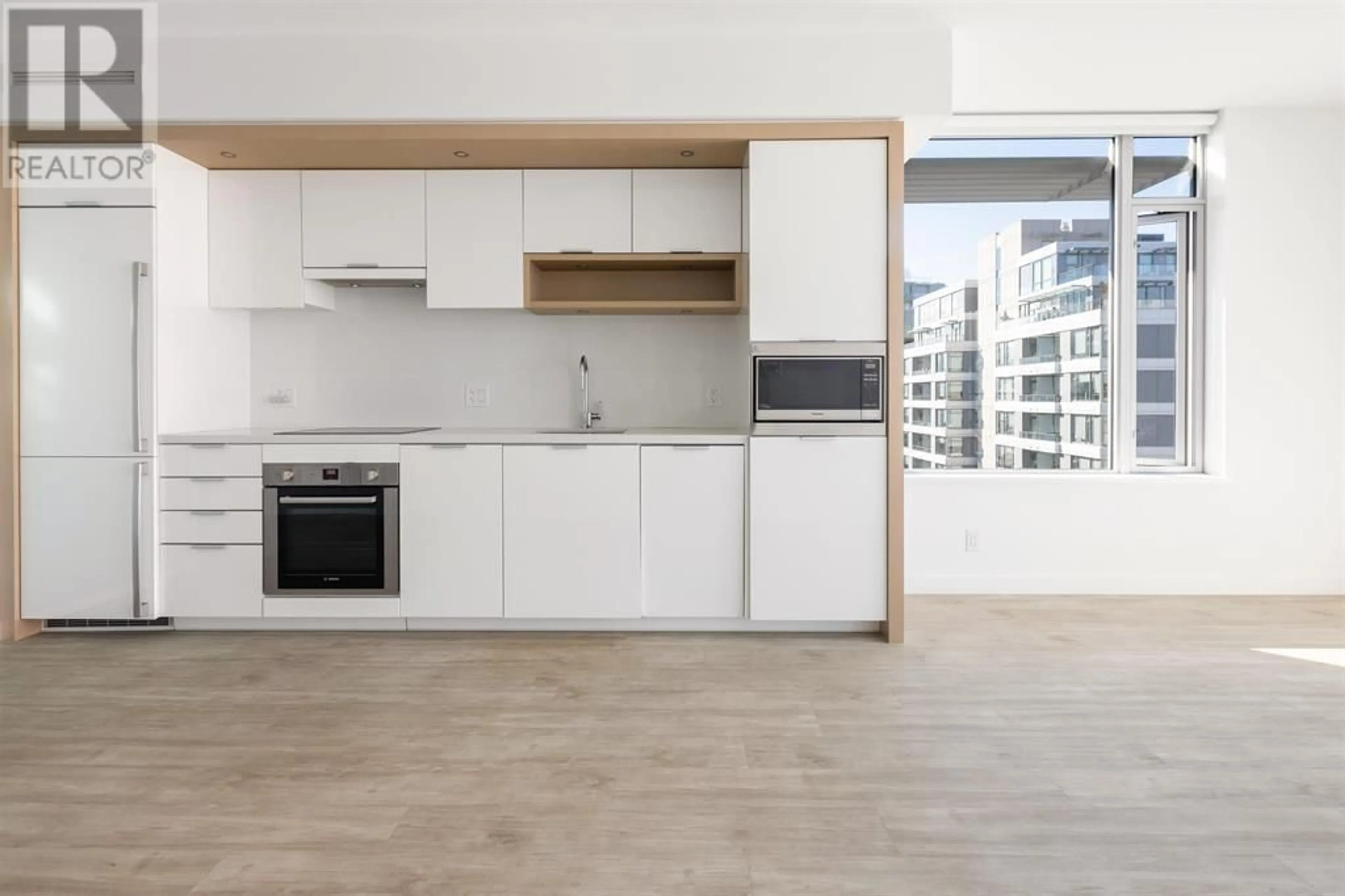 Standard kitchen, wood/laminate floor for 1108 - 1661 QUEBEC STREET, Vancouver British Columbia V6A0H2