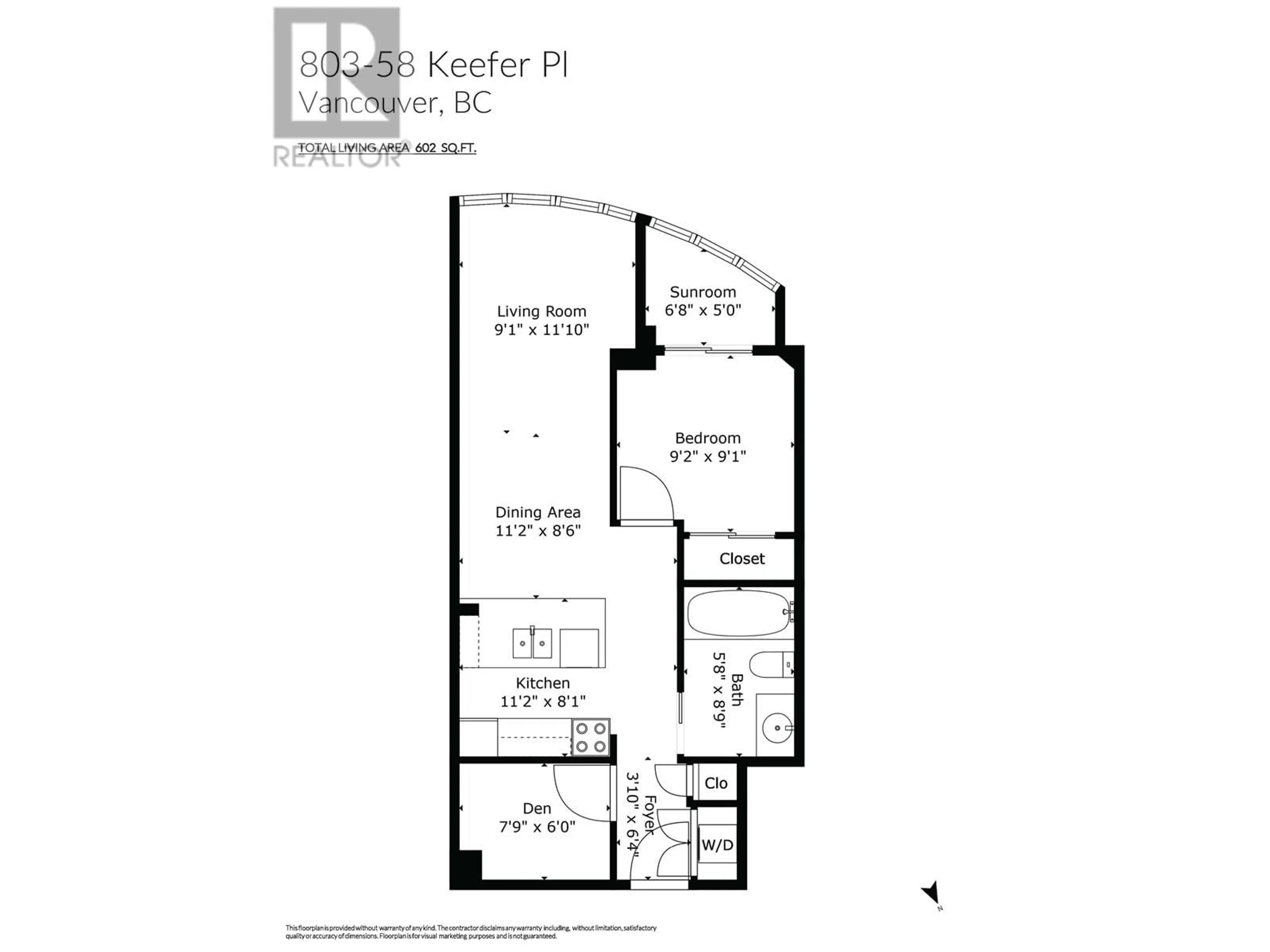 Floor plan for 803 - 58 KEEFER PLACE, Vancouver British Columbia V6B0B8