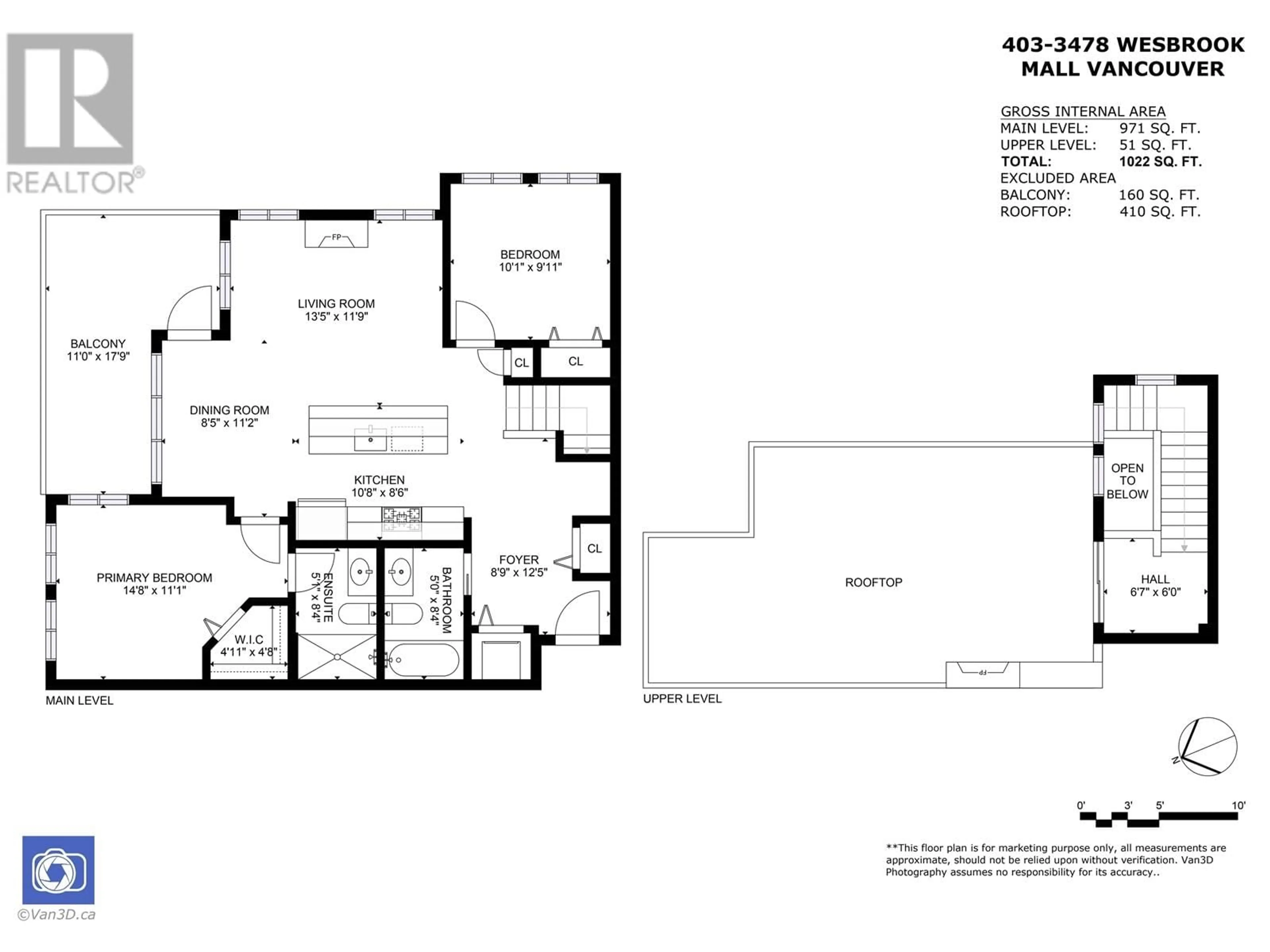Floor plan for 403 - 3478 WESBROOK MALL, Vancouver British Columbia V6S0B6
