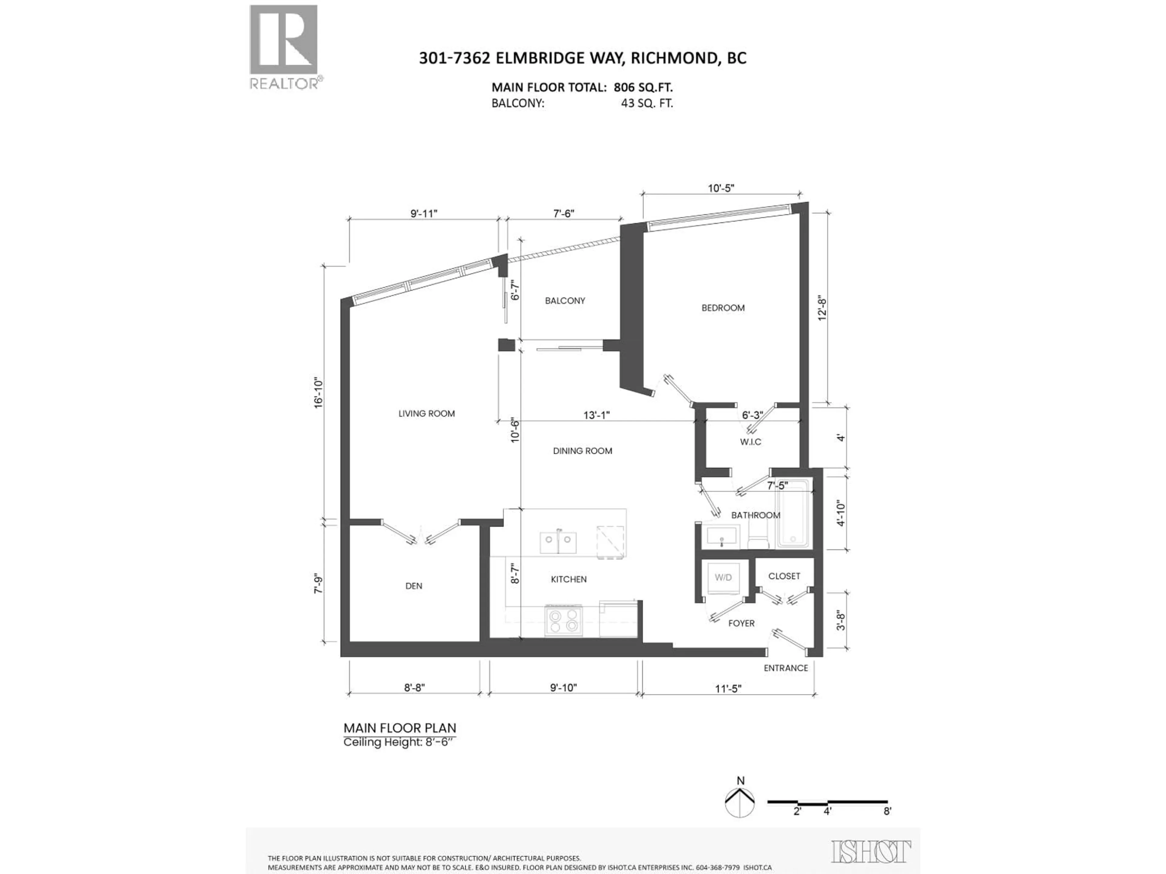Floor plan for 301 - 7362 ELMBRIDGE WAY, Richmond British Columbia V6X0A6