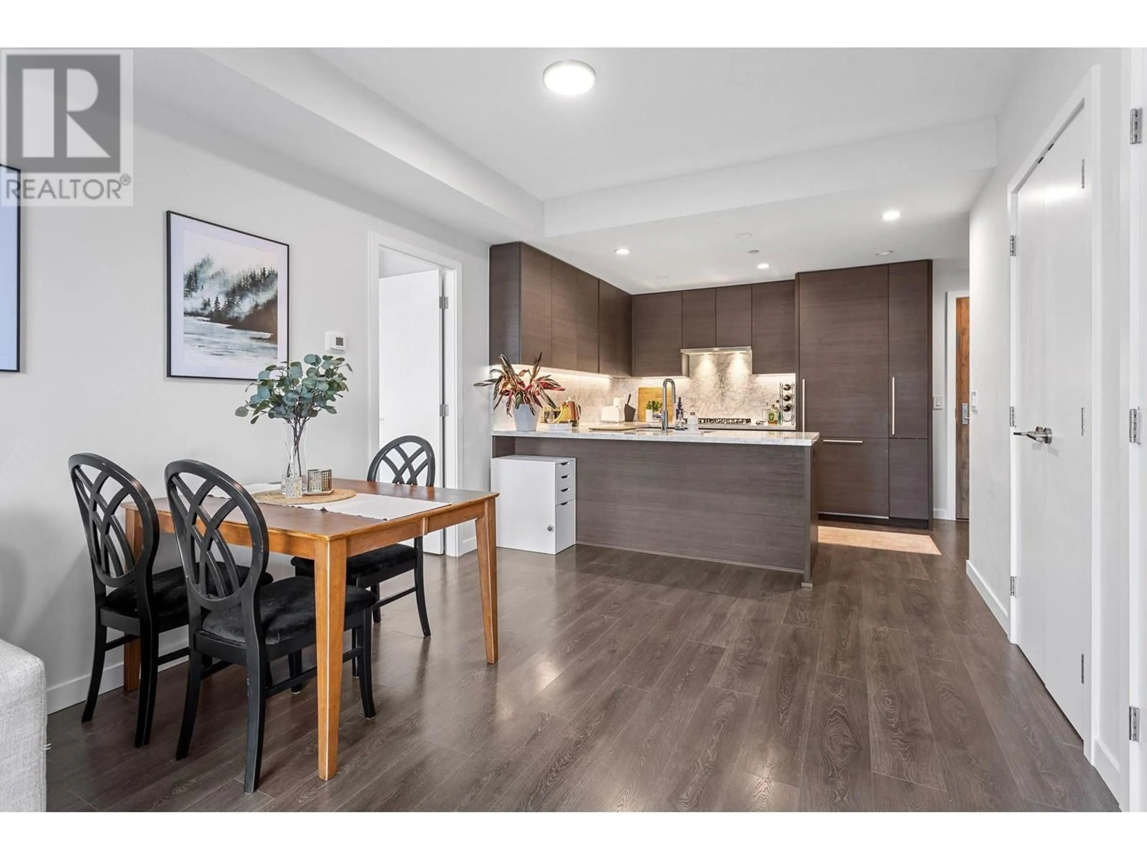 Open concept kitchen, wood/laminate floor for 808 - 308 MORRISSEY ROAD, Port Moody British Columbia V3H0M2