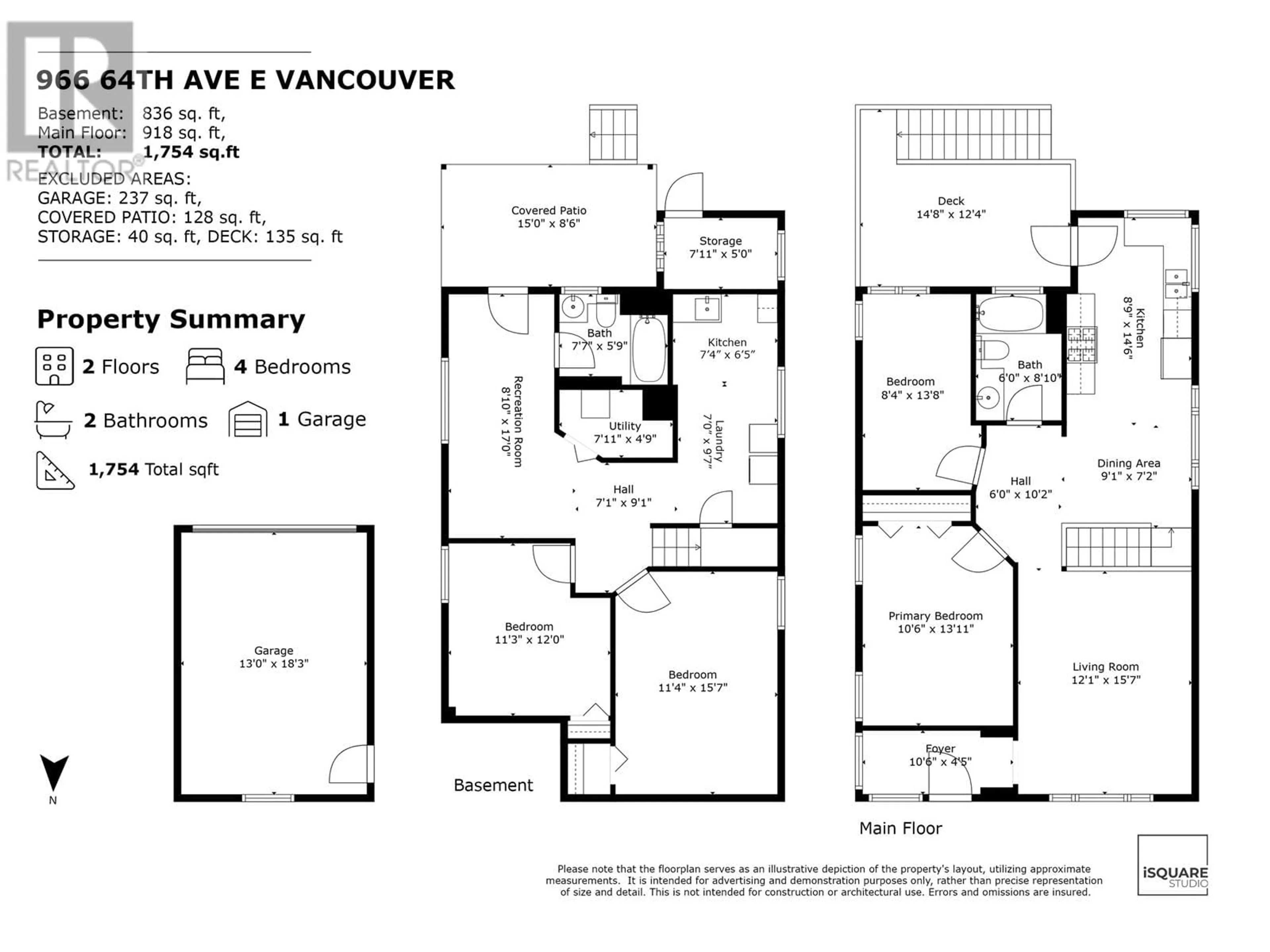 Floor plan for 966 64TH AVENUE, Vancouver British Columbia V5X2N4