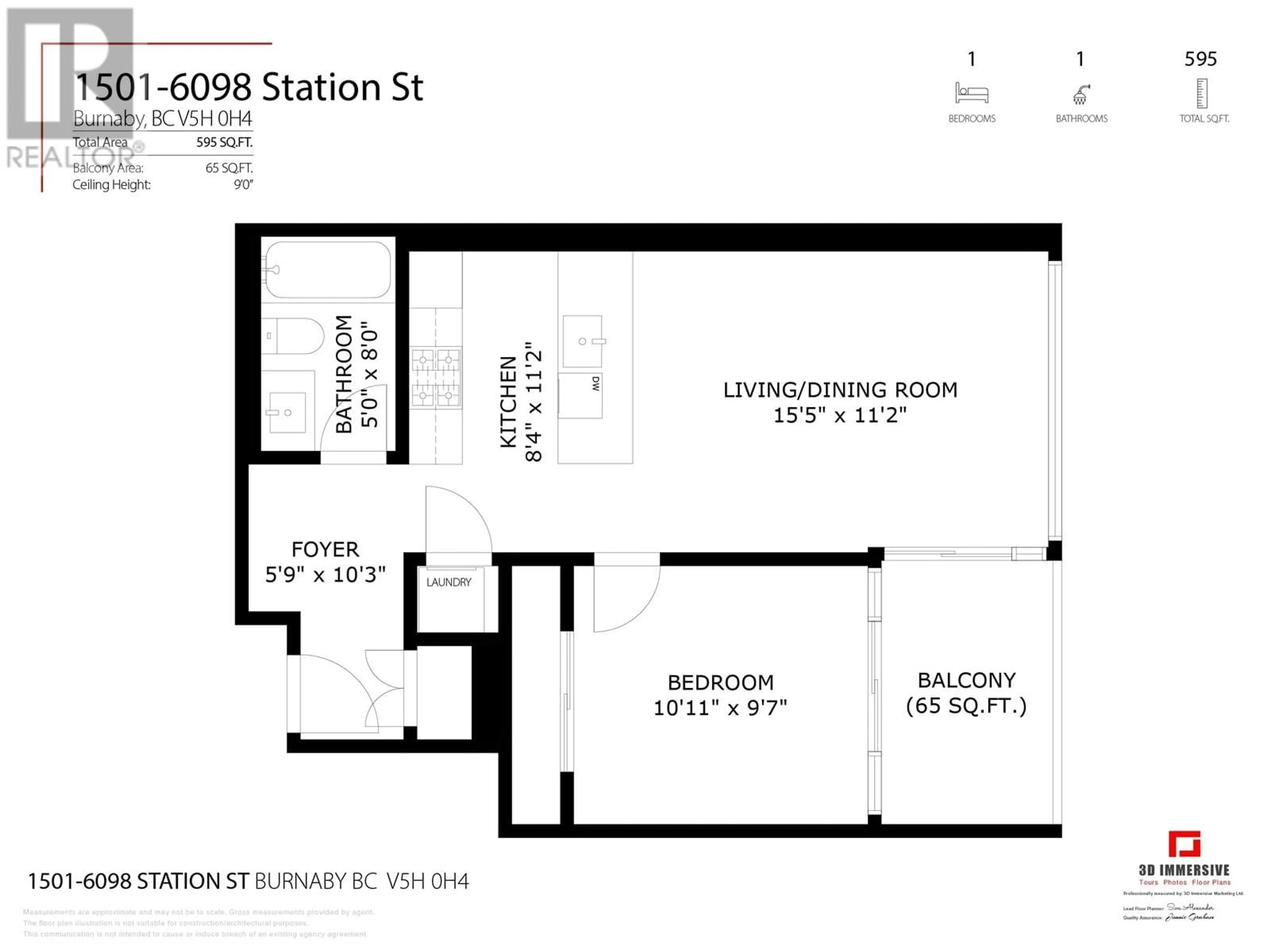 Floor plan for 1501 - 6098 STATION STREET, Burnaby British Columbia V5H0H4