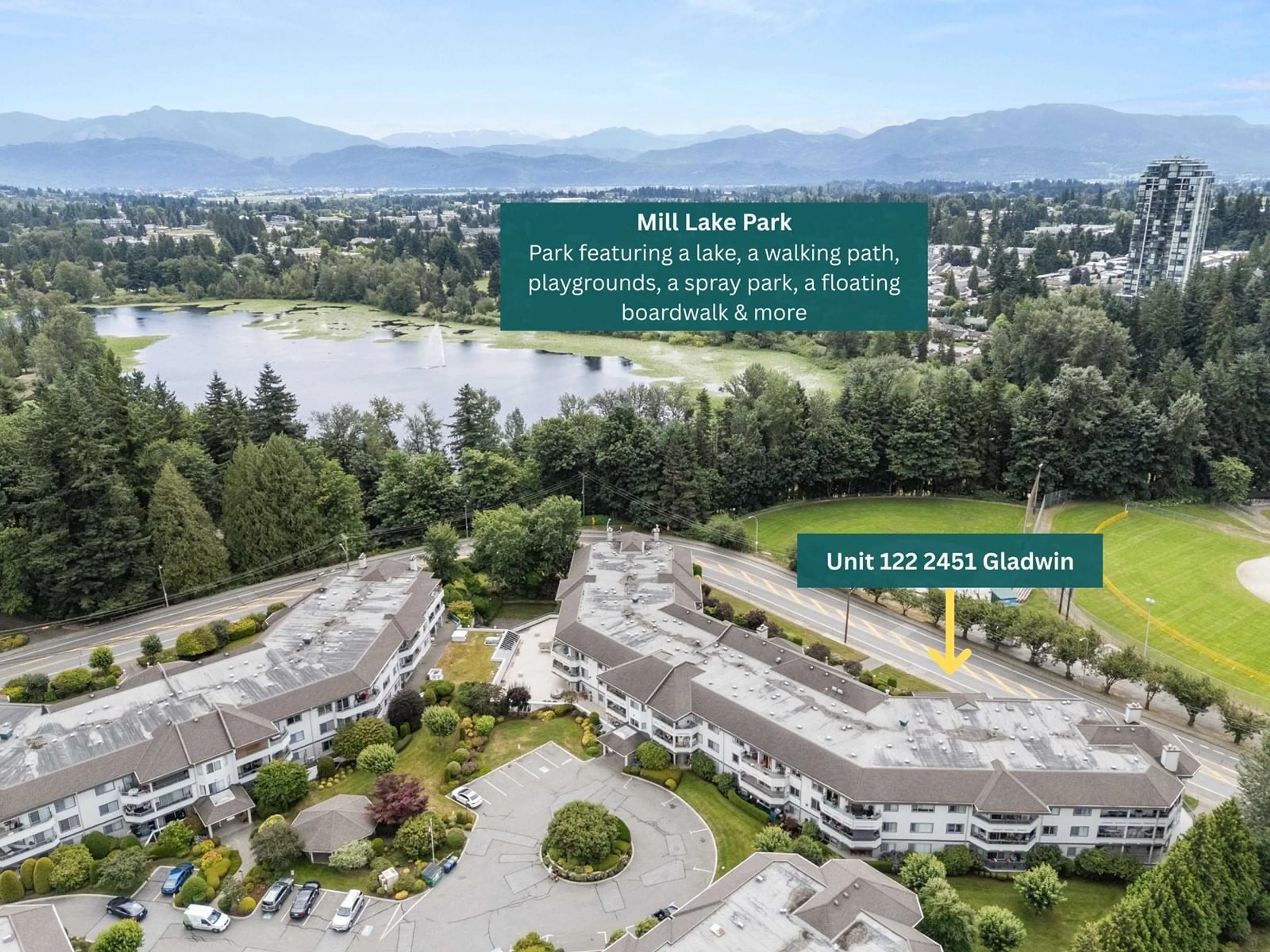 A pic from outside/outdoor area/front of a property/back of a property/a pic from drone, water/lake/river/ocean view for 122 - 2451 GLADWIN, Abbotsford British Columbia V2T3N8