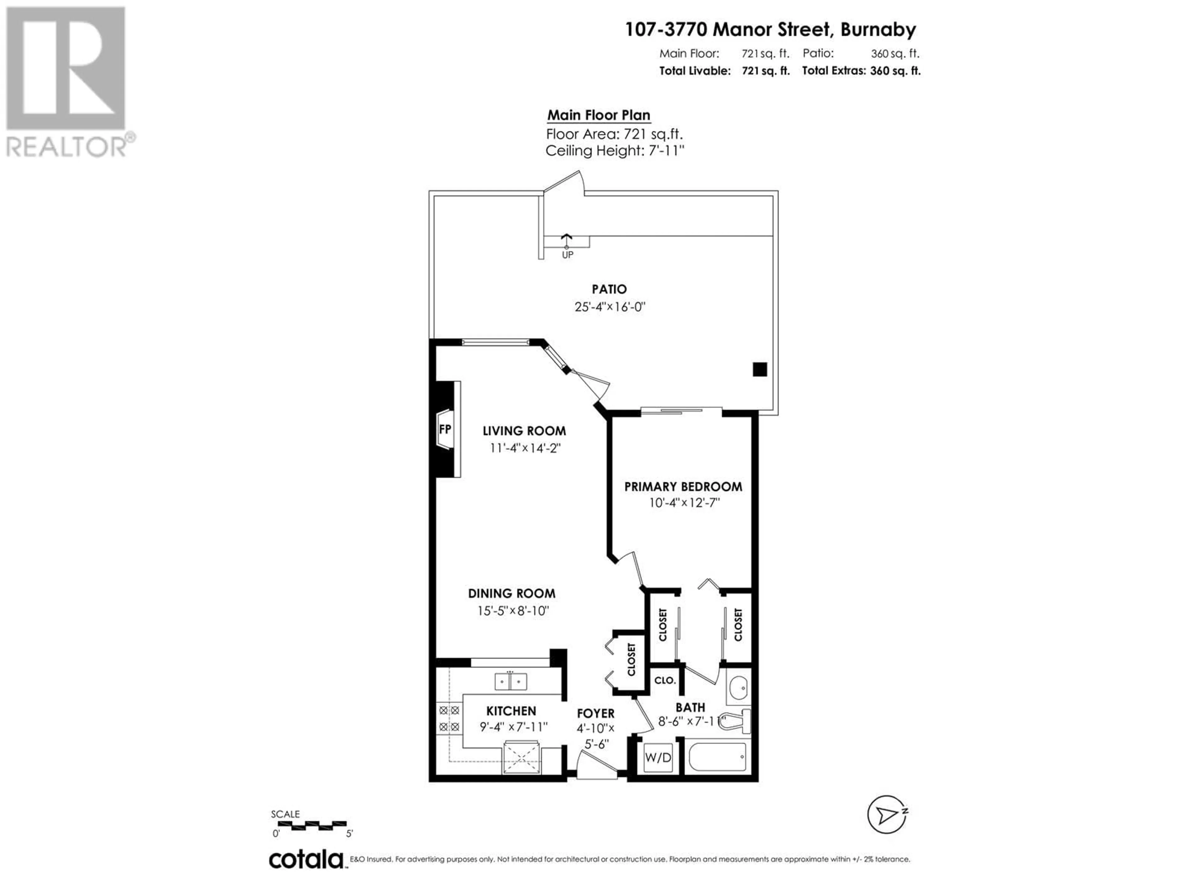 Floor plan for 107 - 3770 MANOR STREET, Burnaby British Columbia V5G4T5