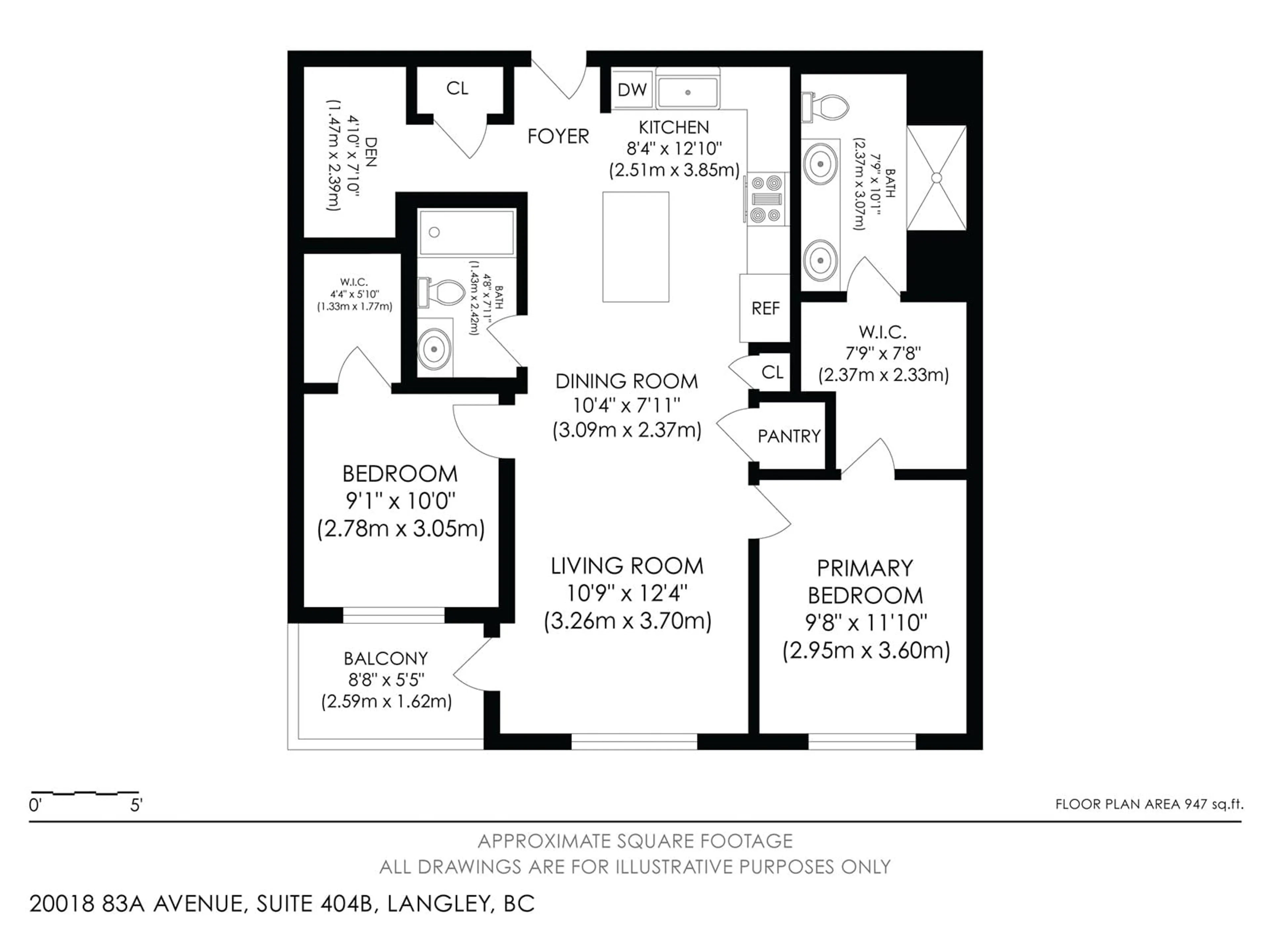 Floor plan for B404 - 20018 83A, Langley British Columbia V2Y3Y5