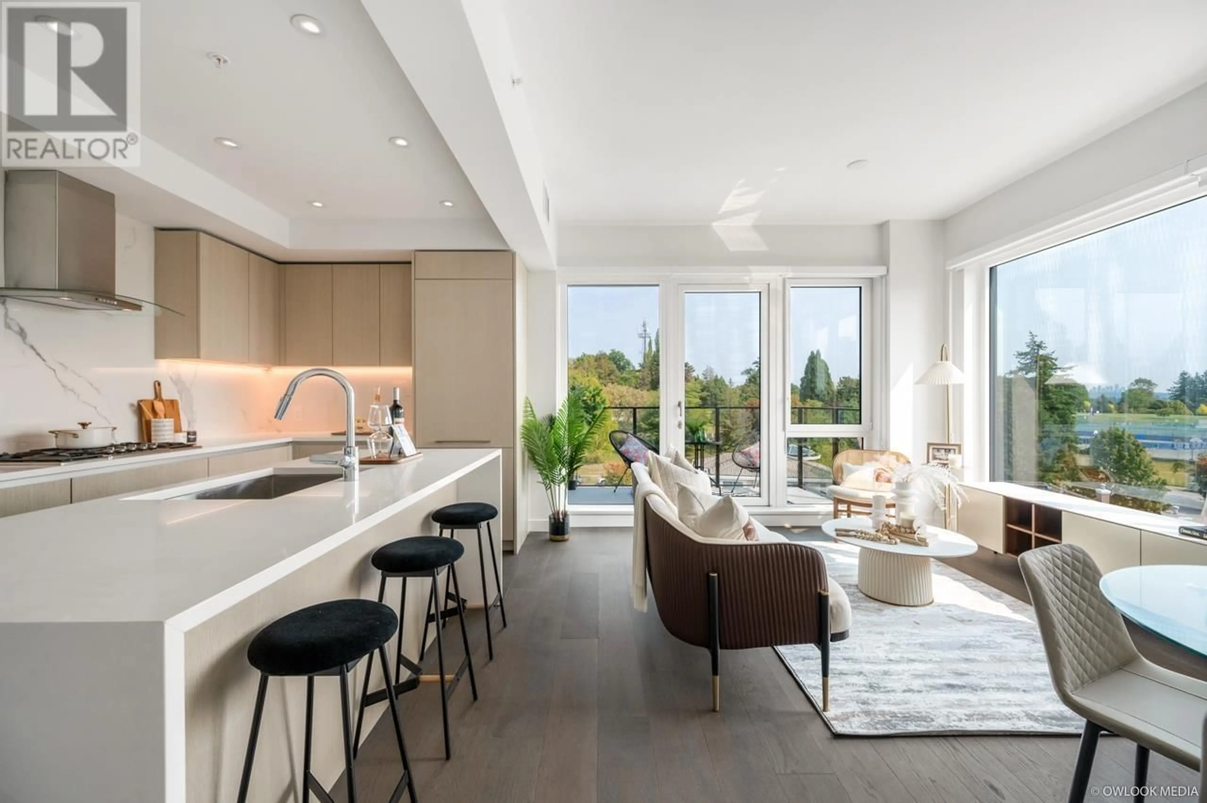 Open concept kitchen, ceramic/tile floor for 602 - 5168 CAMBIE STREET, Vancouver British Columbia V5Z0K7