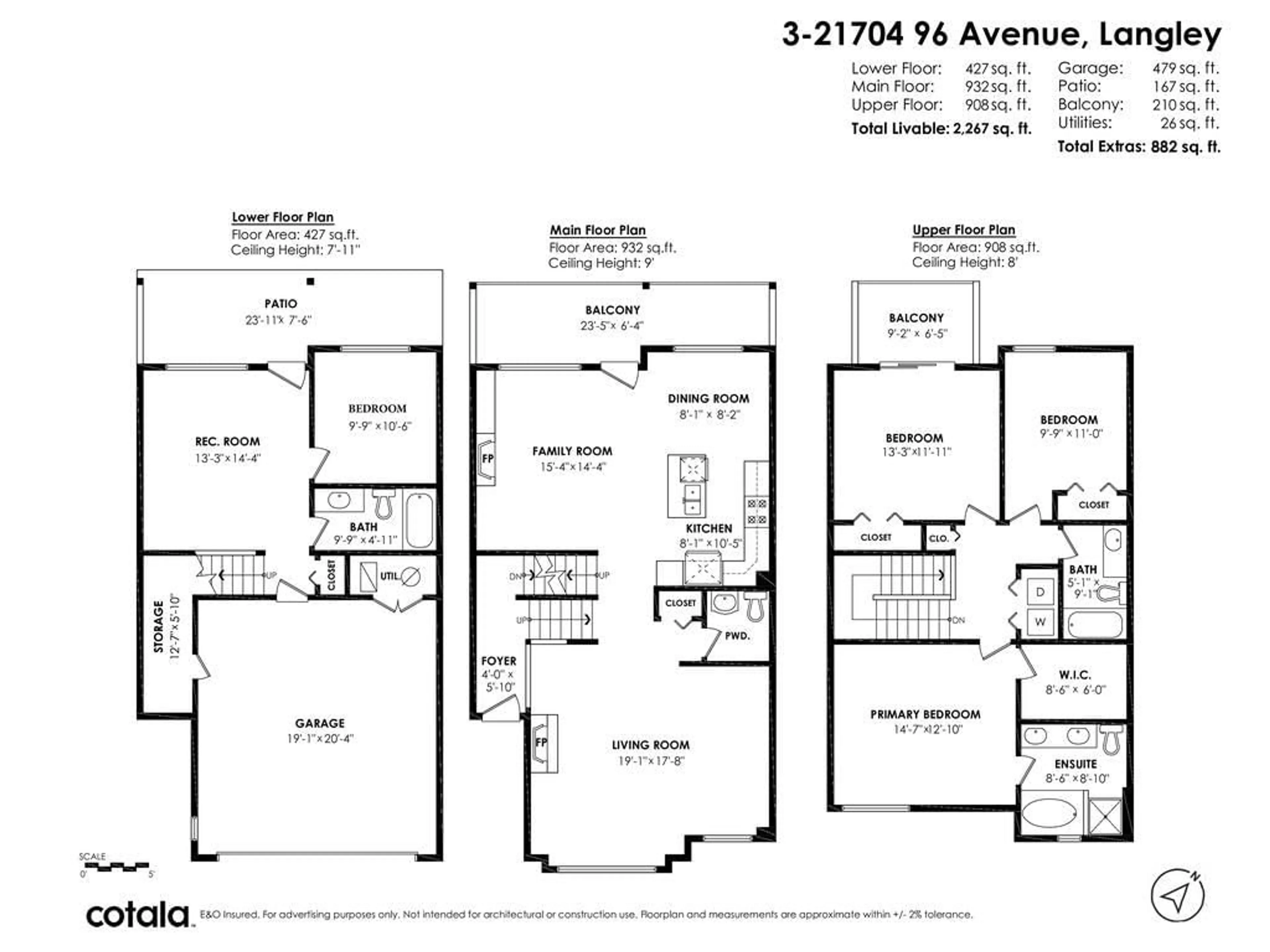 Floor plan for 3 - 21704 96, Langley British Columbia V1M0A8