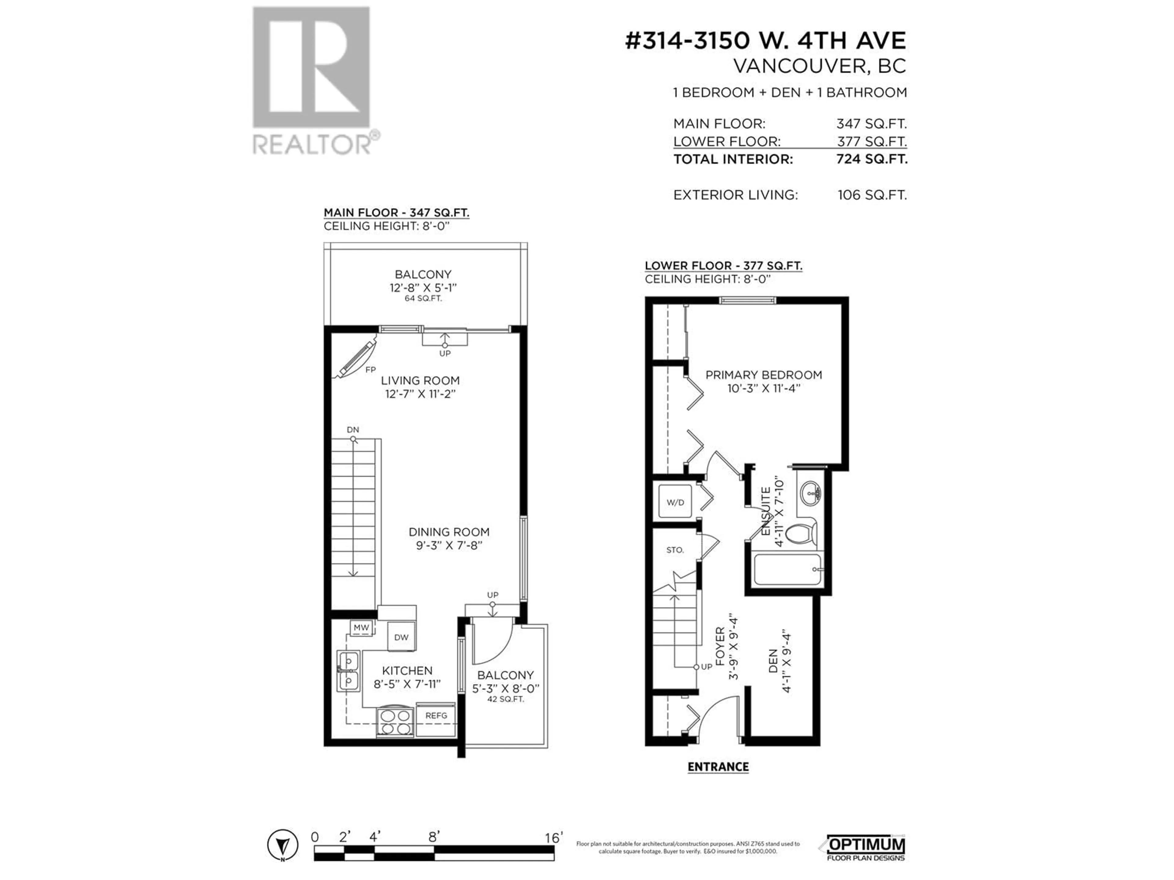 Floor plan for 314 - 3150 4TH AVENUE, Vancouver British Columbia V6K1R7
