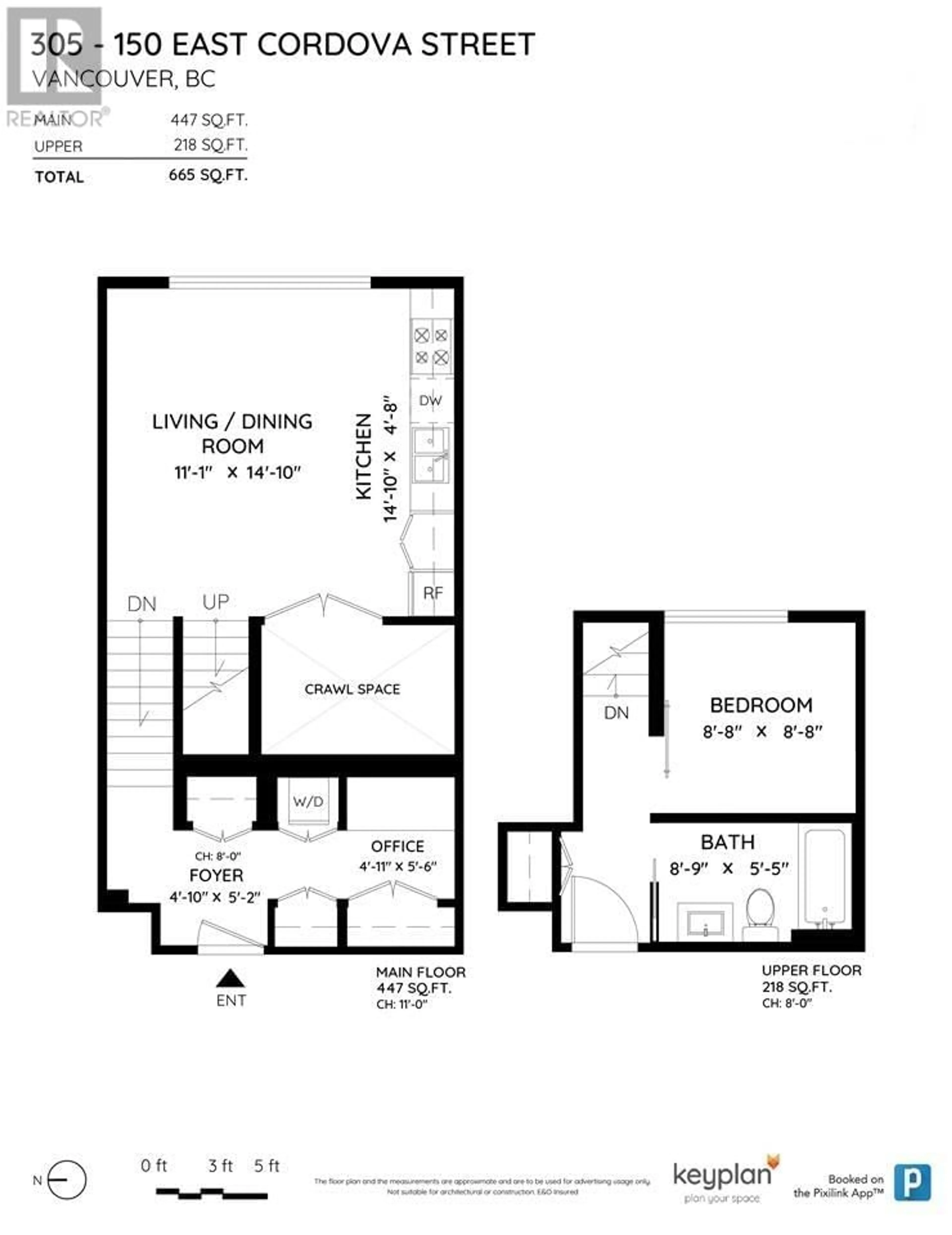 Floor plan for 203 - 150 CORDOVA STREET, Vancouver British Columbia V6A0E7