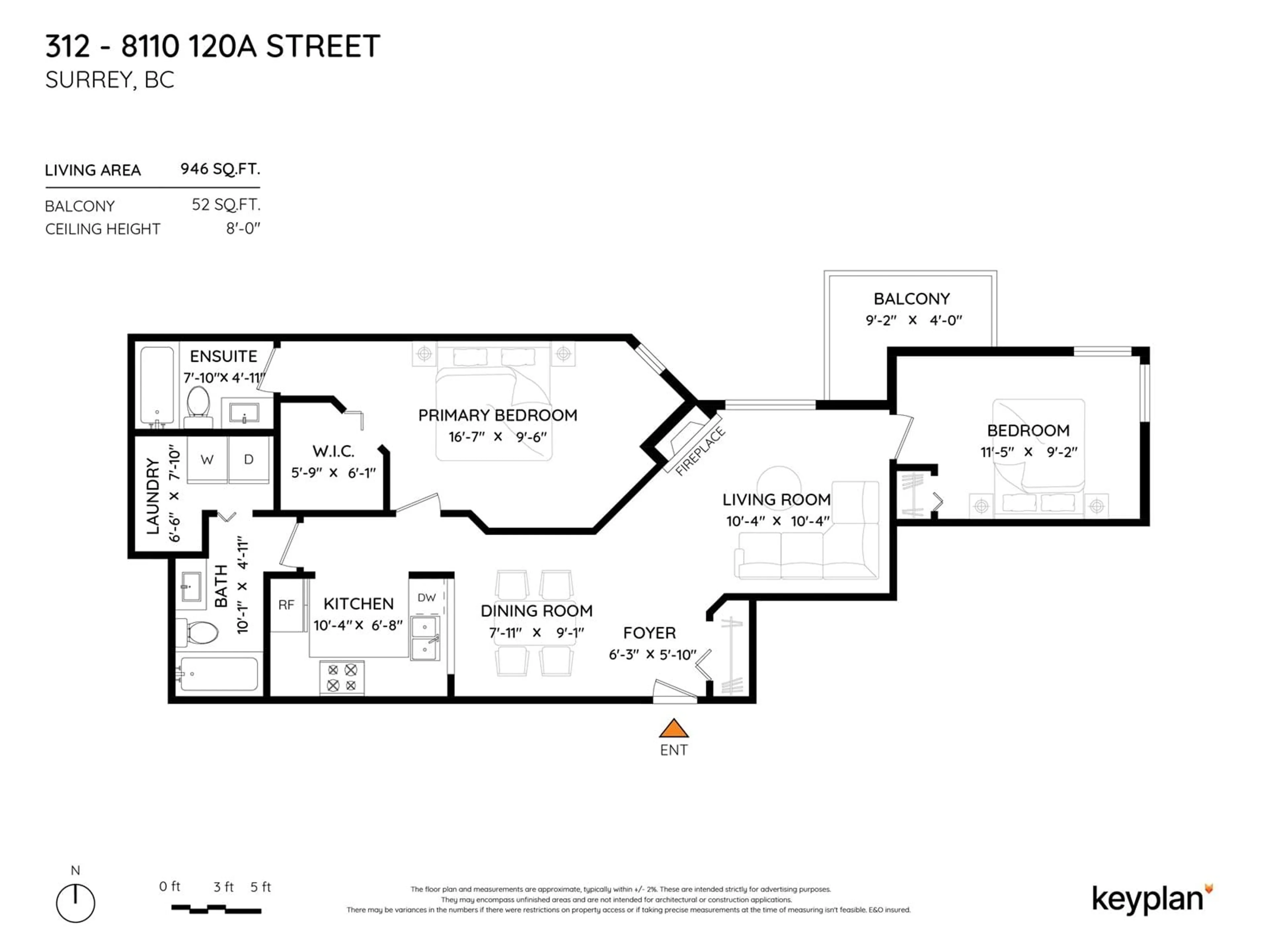 Floor plan for 312 - 8110 120A, Surrey British Columbia V3W3P3