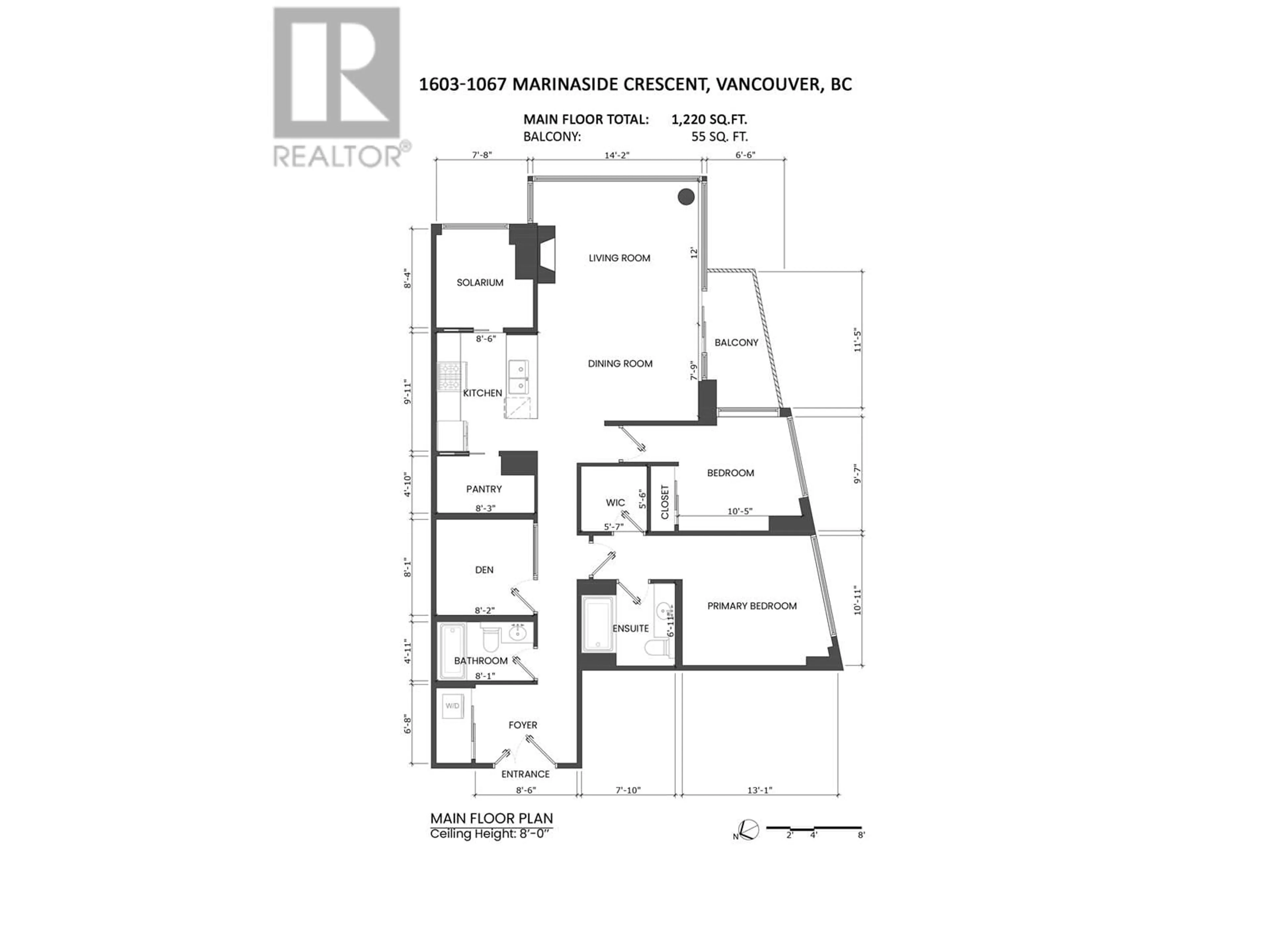 Floor plan for 1603 - 1067 MARINASIDE CRESCENT, Vancouver British Columbia V6Z3A4