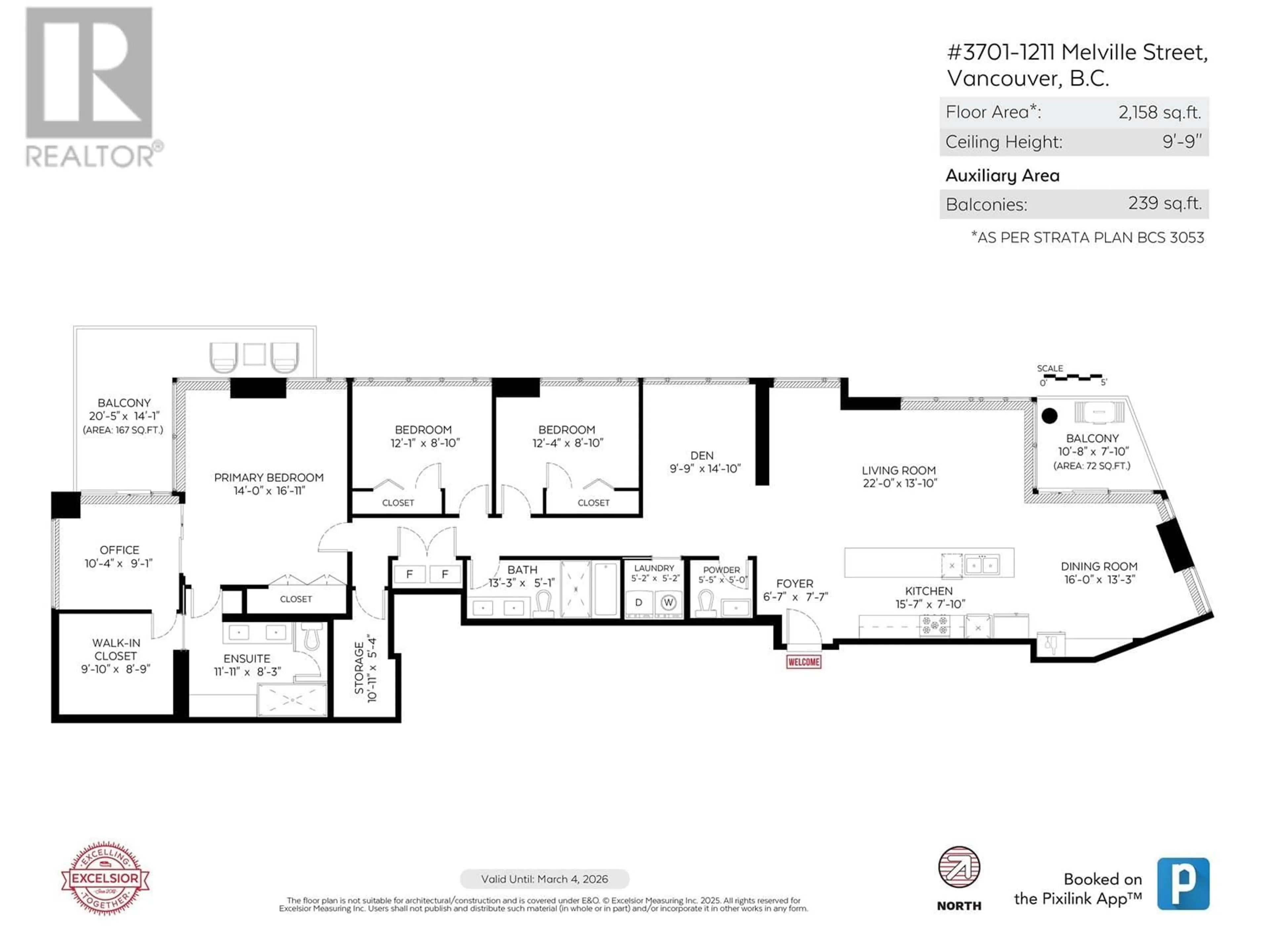 Floor plan for 3701 - 1211 MELVILLE STREET, Vancouver British Columbia V6E0A7