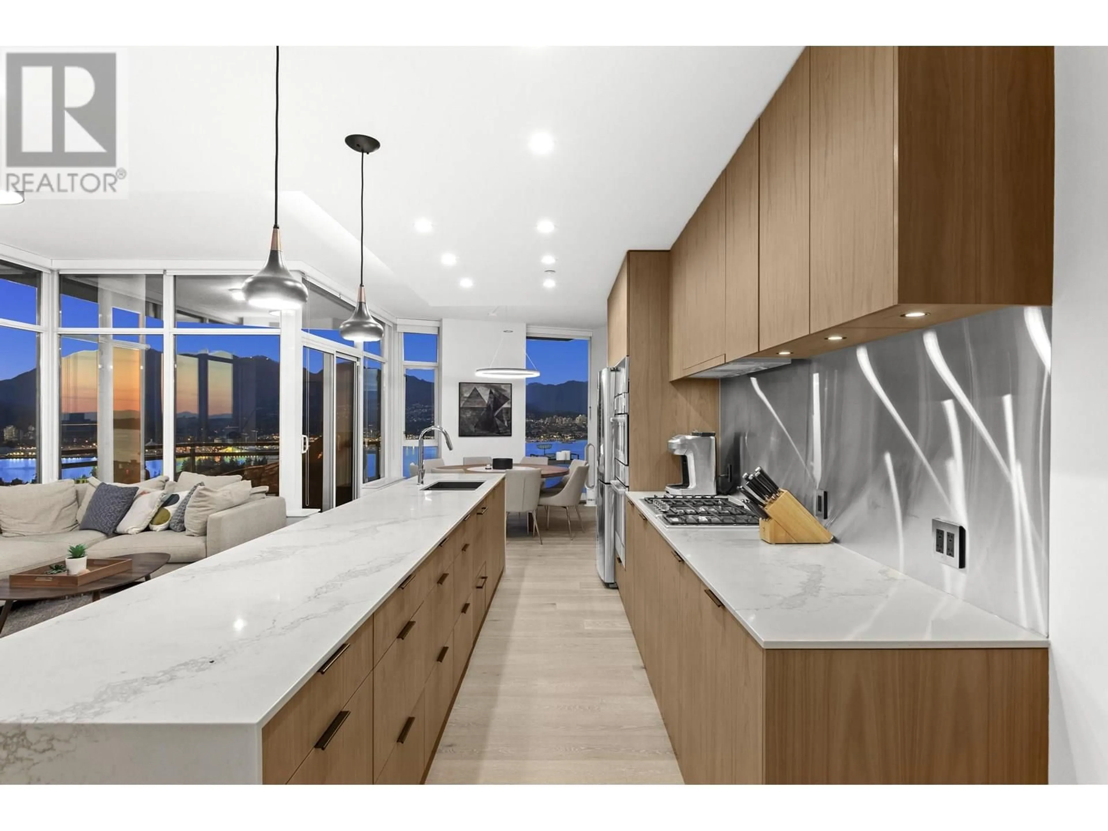 Contemporary kitchen, ceramic/tile floor for 3701 - 1211 MELVILLE STREET, Vancouver British Columbia V6E0A7