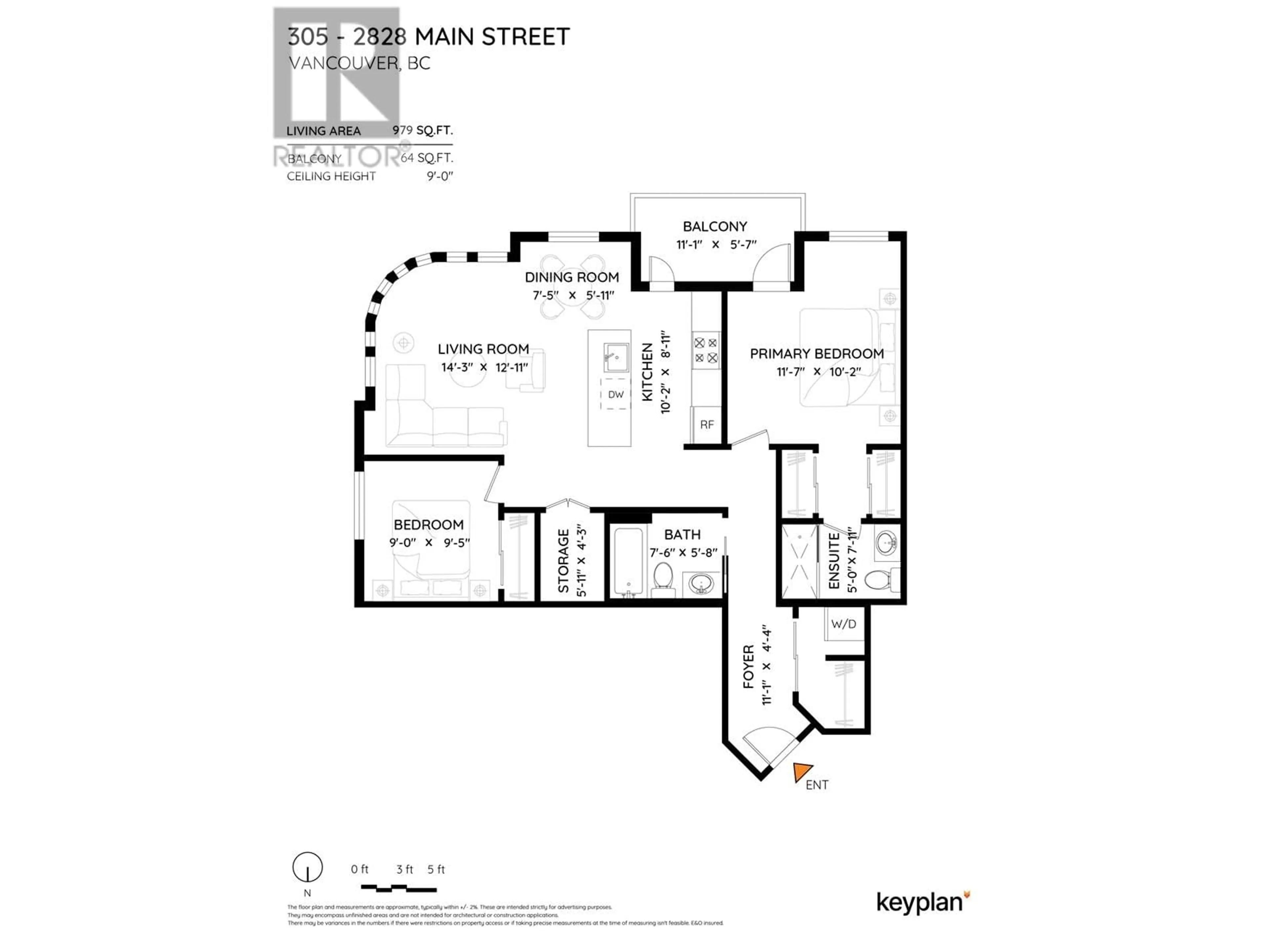 Floor plan for 305 - 2828 MAIN STREET, Vancouver British Columbia V5T3G2