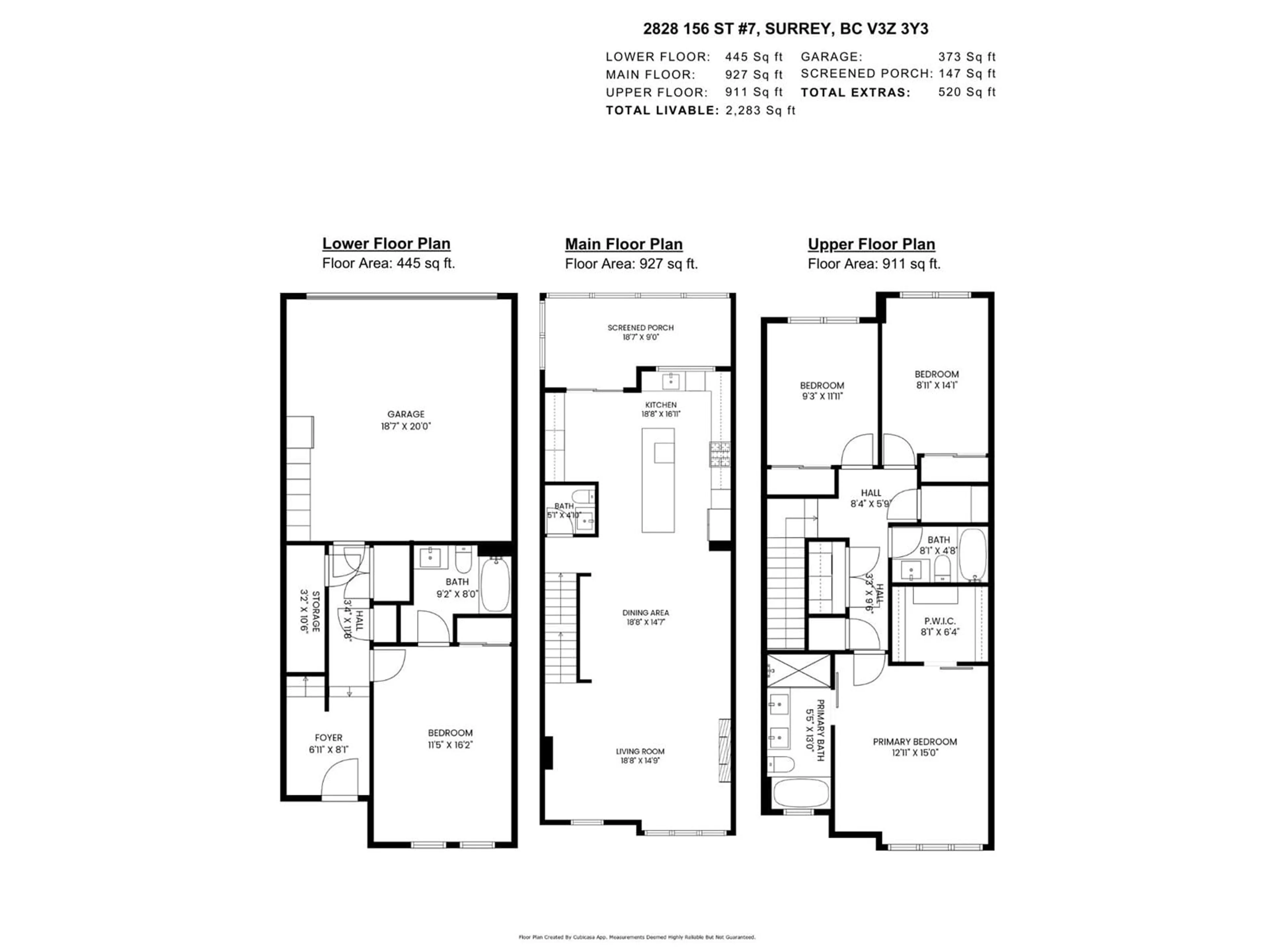 Floor plan for 7 - 2828 156, Surrey British Columbia V3S0C7