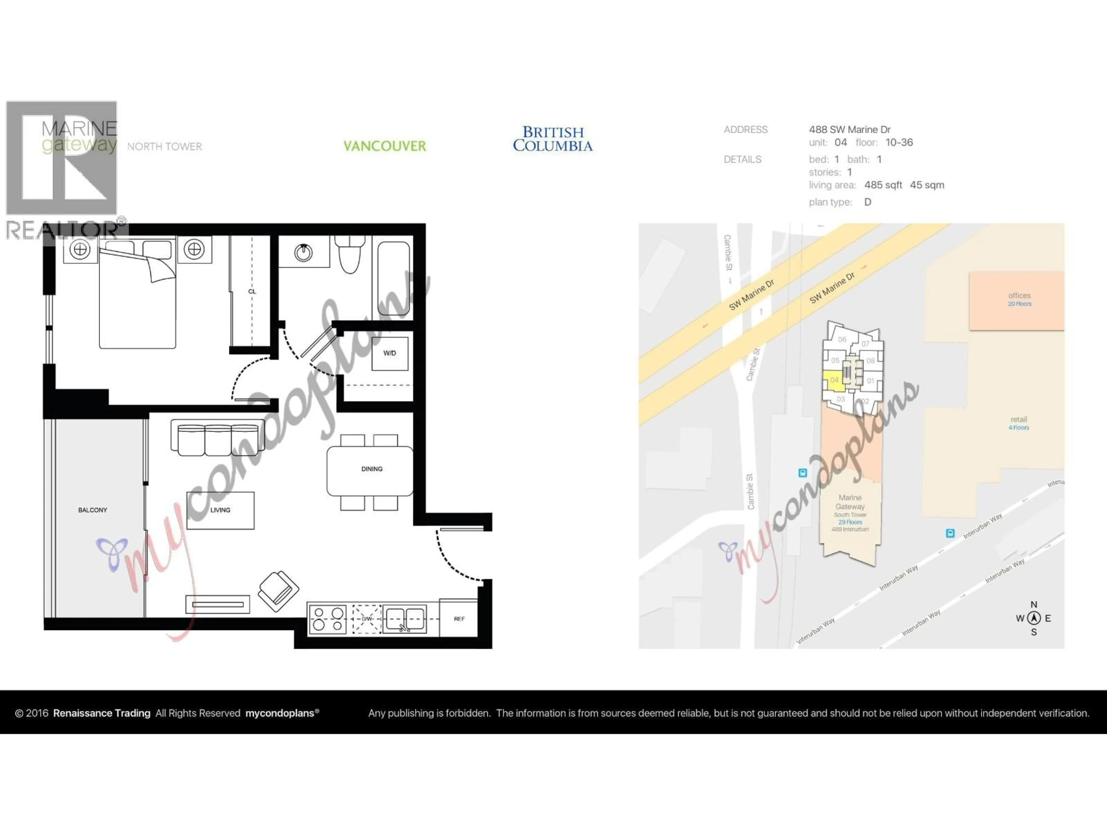 Floor plan for 3304 - 488 MARINE DRIVE, Vancouver British Columbia V6E2Y3