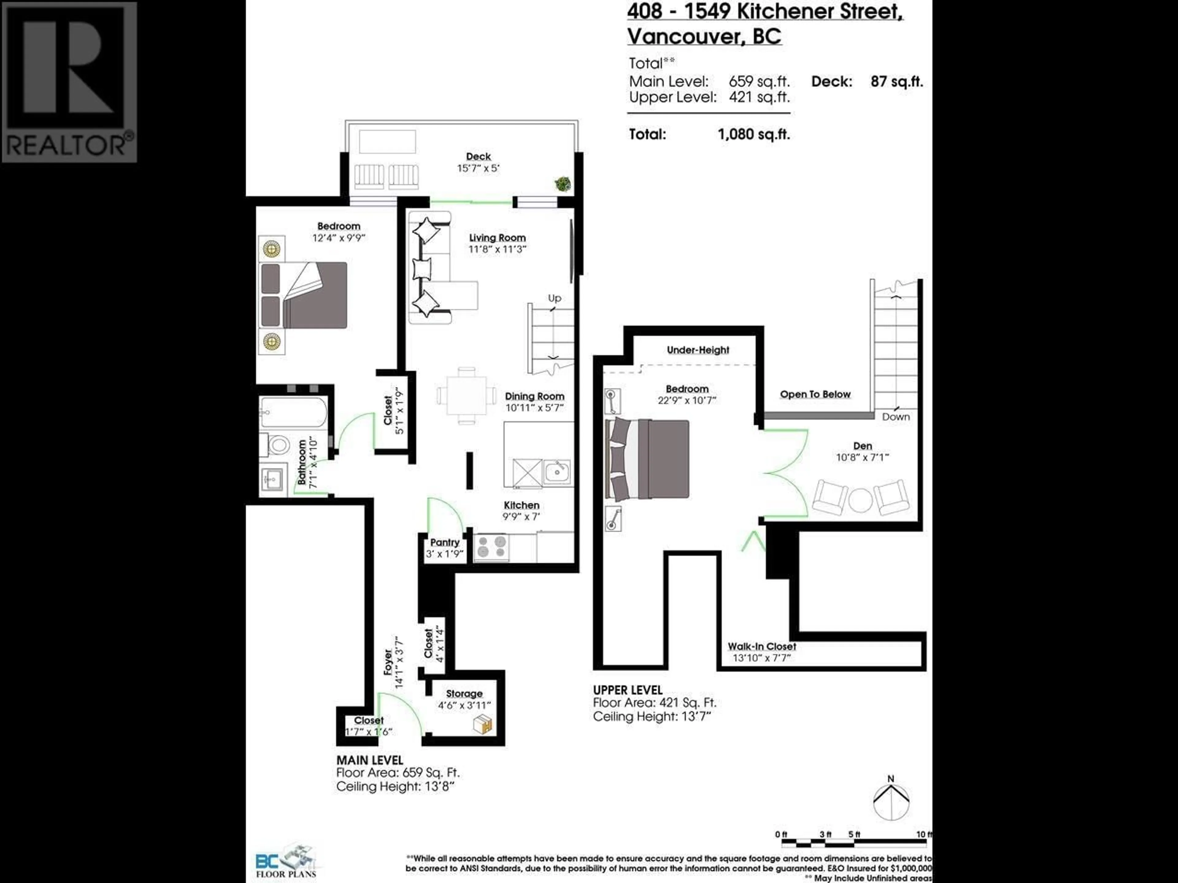 Floor plan for 408 - 1549 KITCHENER STREET, Vancouver British Columbia V5L2V8
