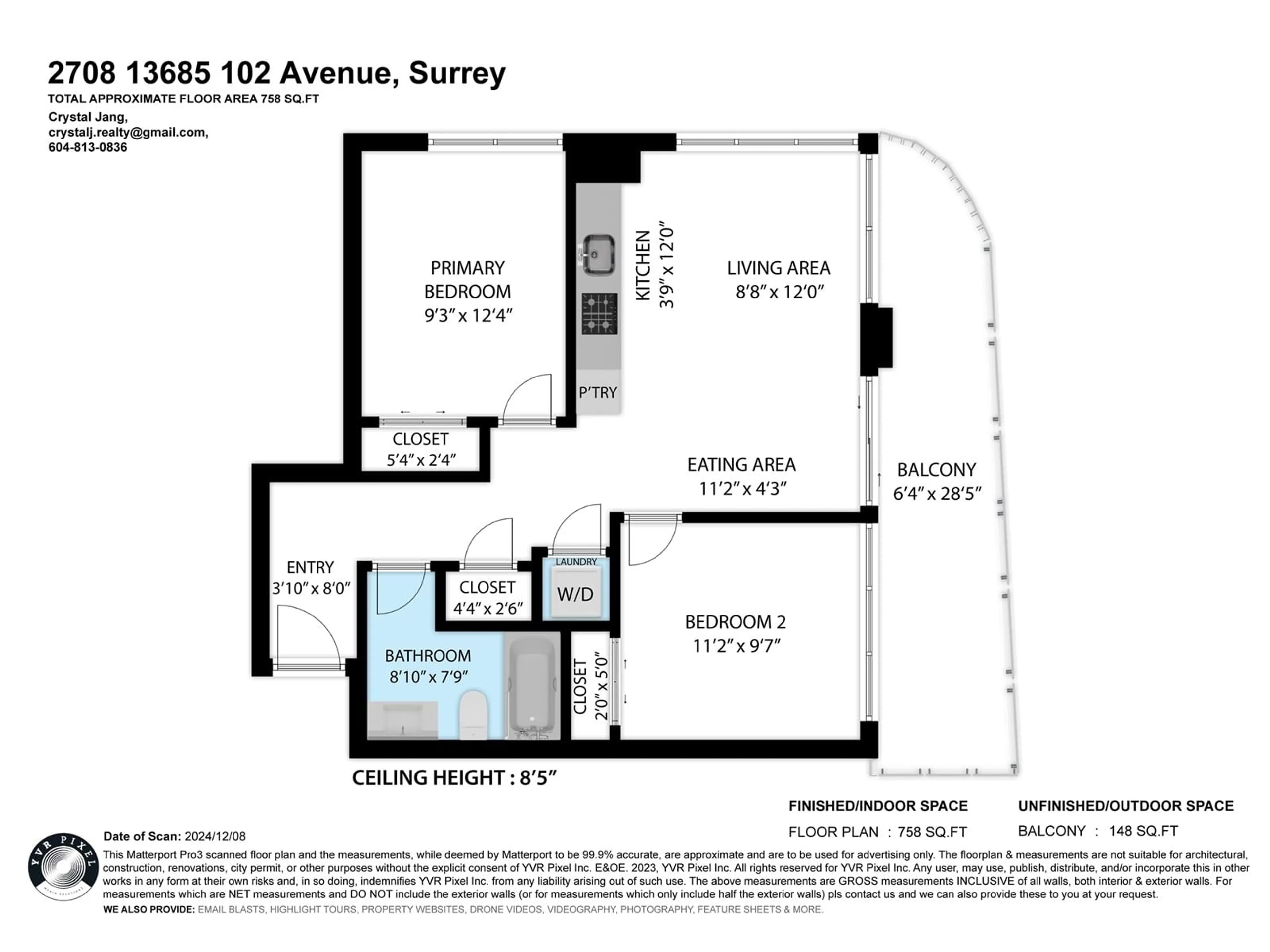 Floor plan for 2708 - 13685 102, Surrey British Columbia V3T0S2