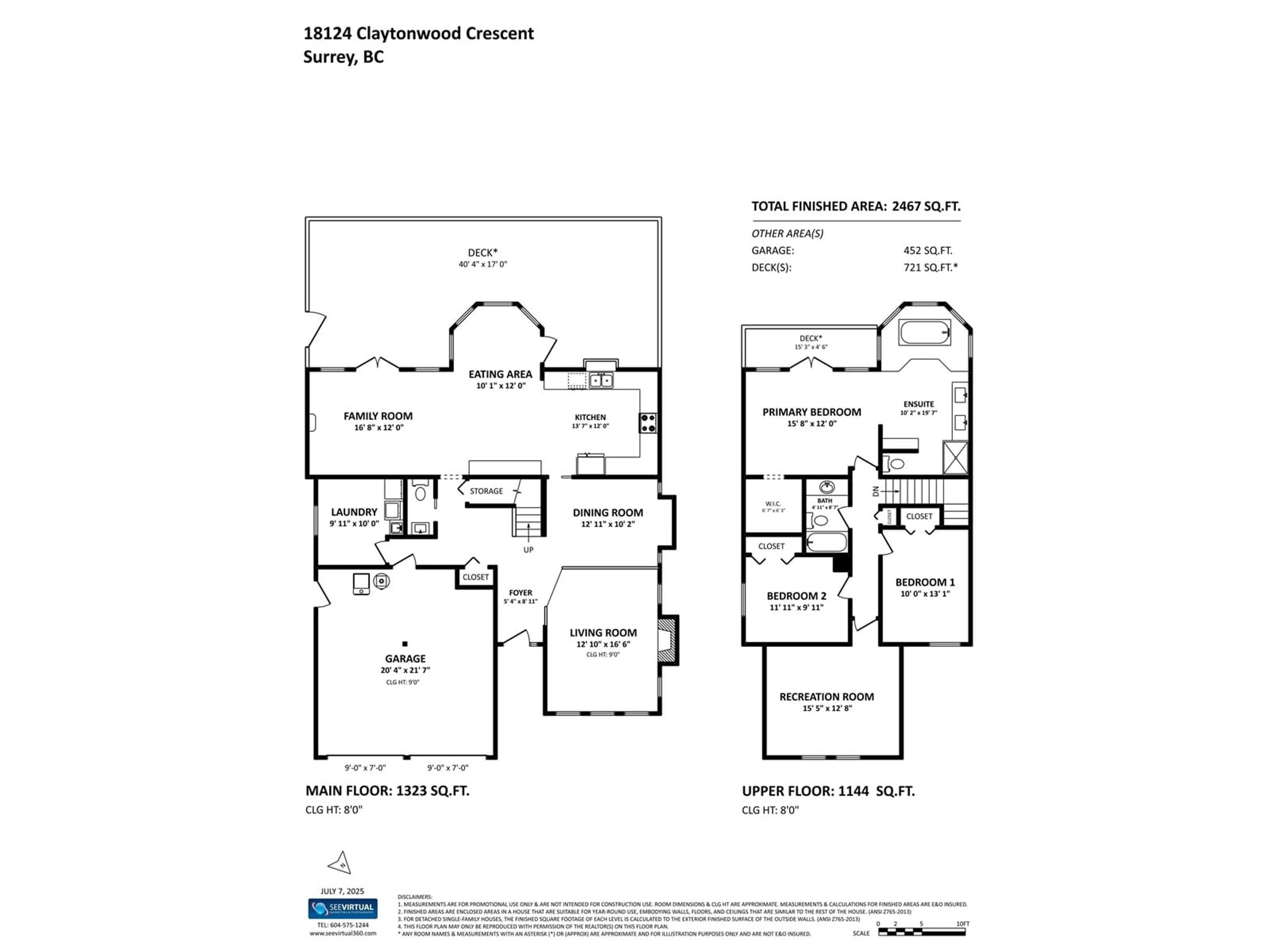 Floor plan for 18124 CLAYTONWOOD, Surrey British Columbia V3S7T5