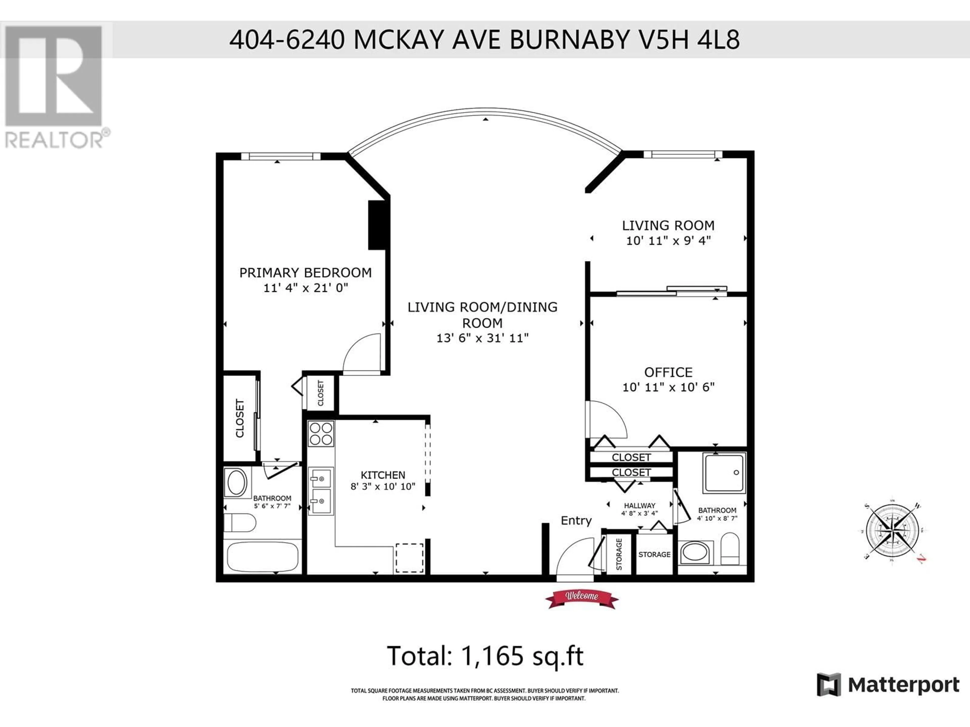 Floor plan for 404 - 6240 MCKAY AVENUE, Burnaby British Columbia V5H4L8