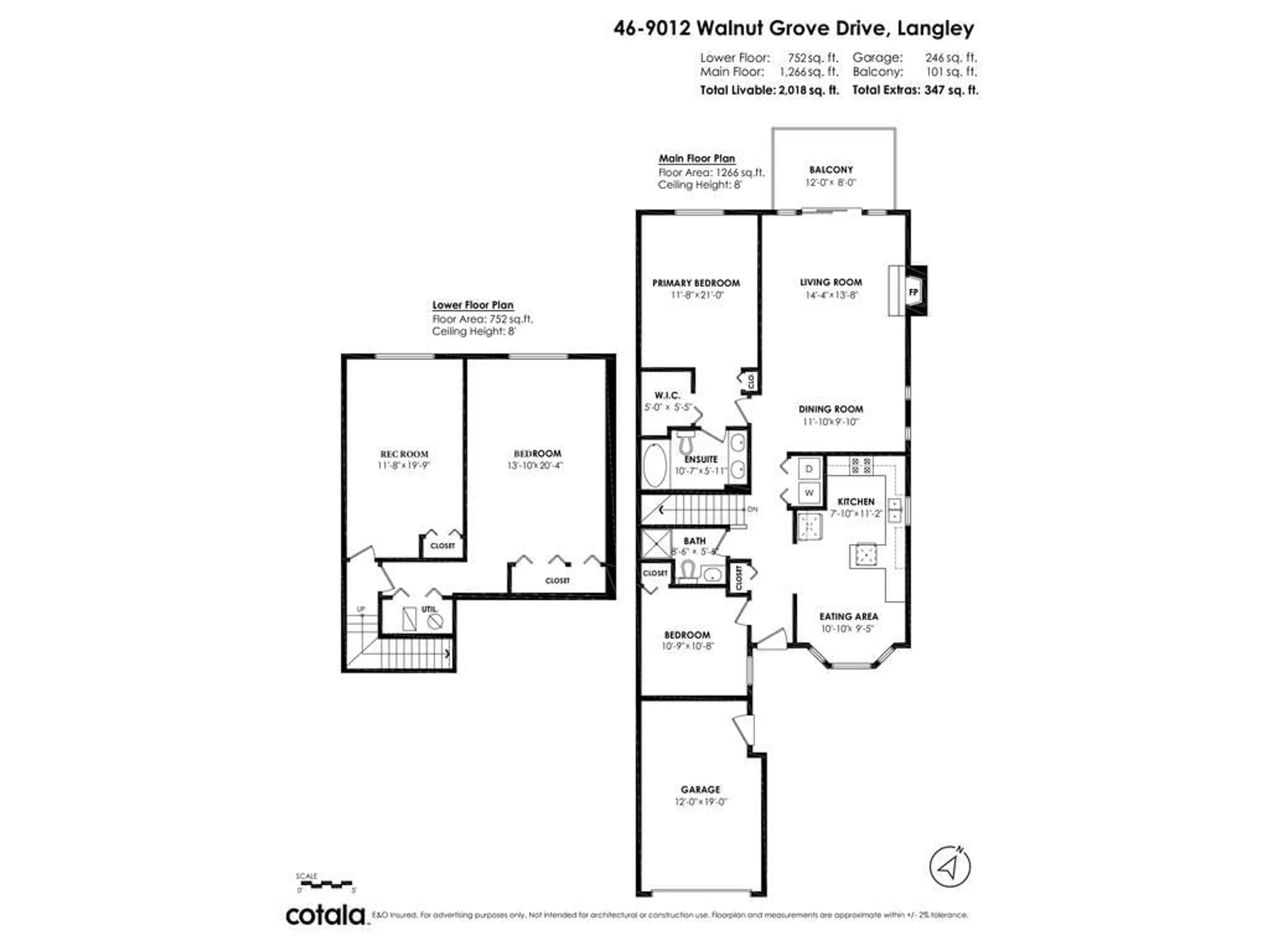 Floor plan for 46 - 9012 WALNUT GROVE, Langley British Columbia V1M2K3