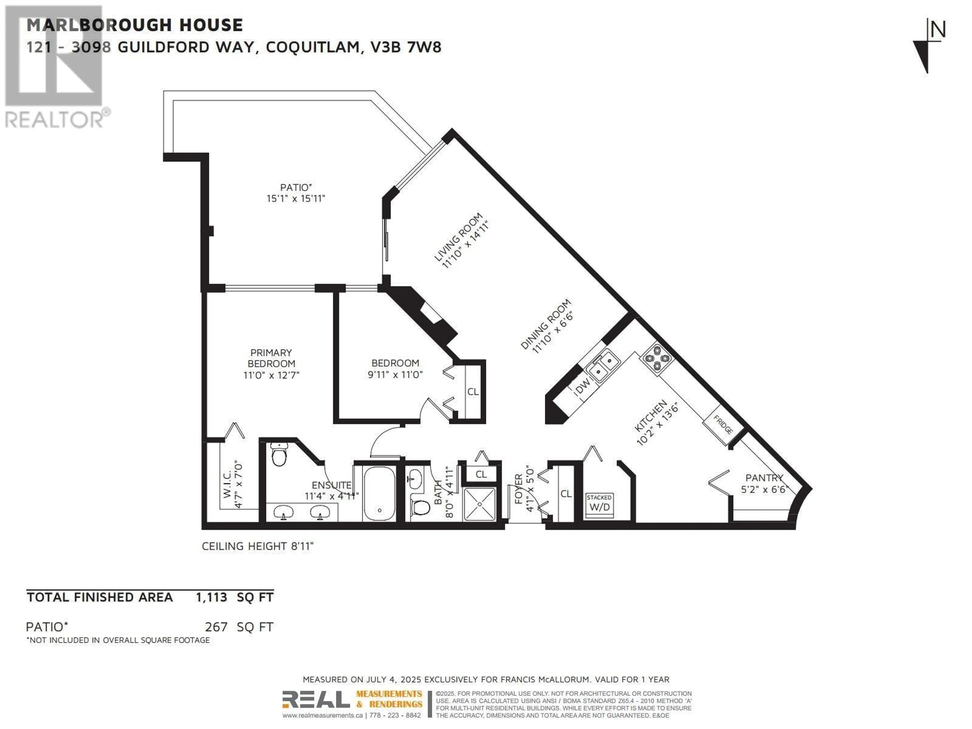 Floor plan for 121 - 3098 GUILDFORD WAY, Coquitlam British Columbia V3B7W8