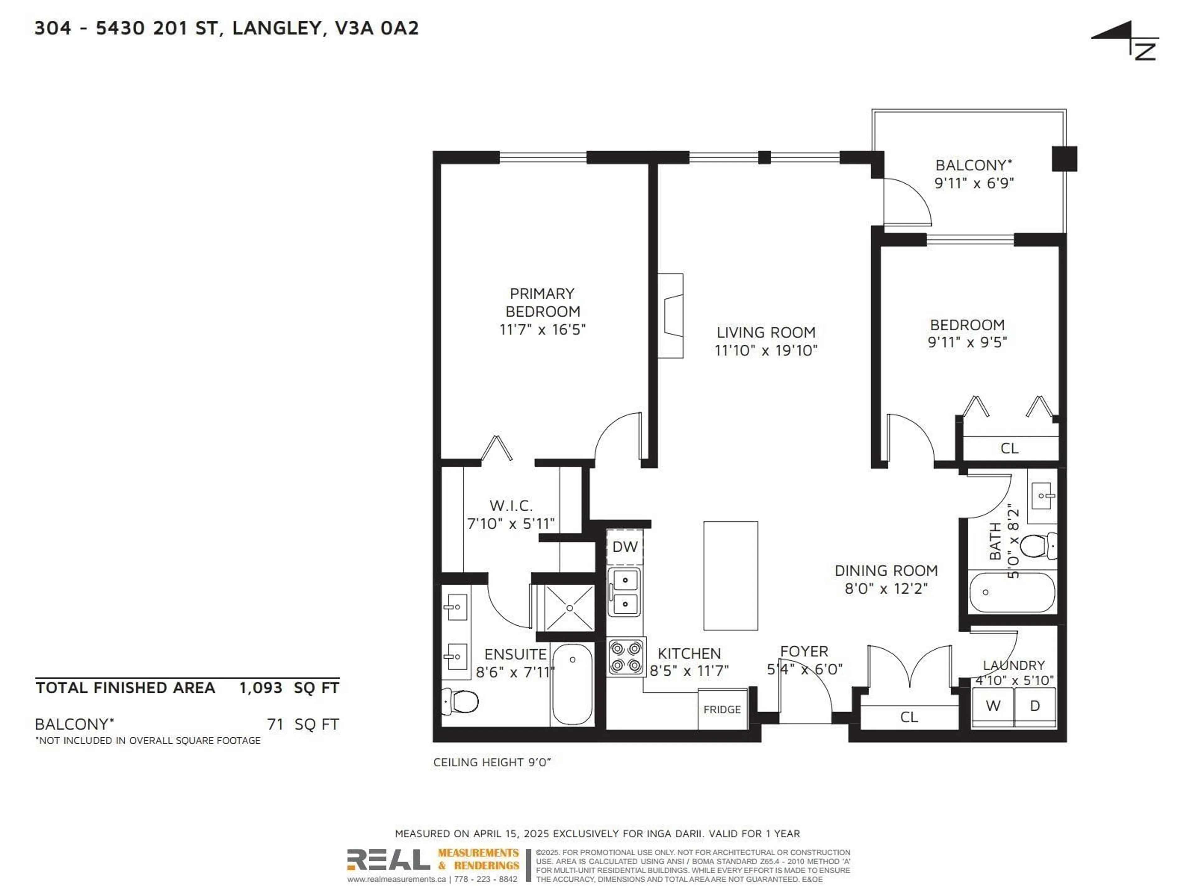 Floor plan for 304 - 5430 201, Langley British Columbia V3A0A2